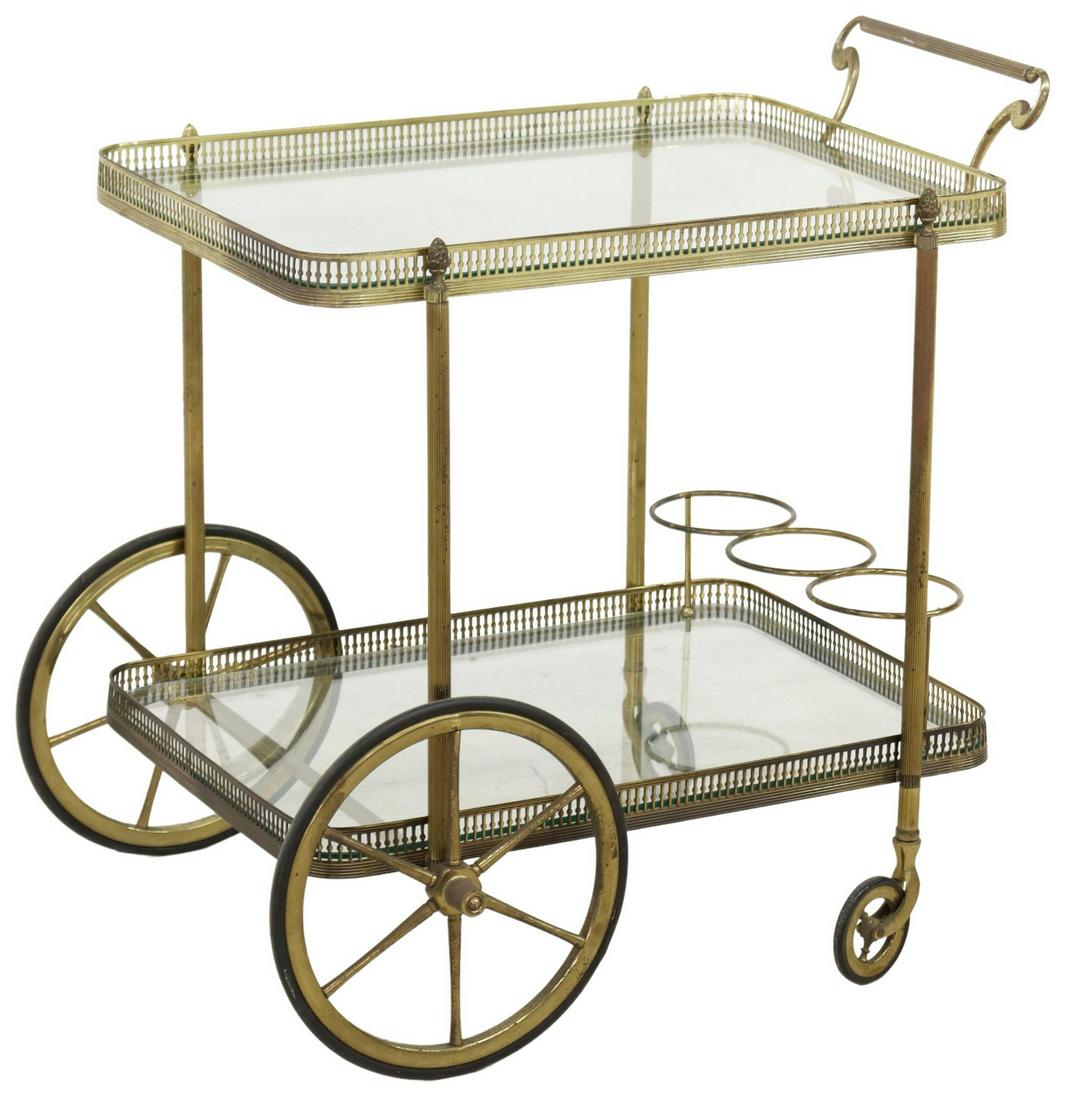 ITALIAN TWO-TIER BRASS & GLASS SERVICE CART (1 of 4)