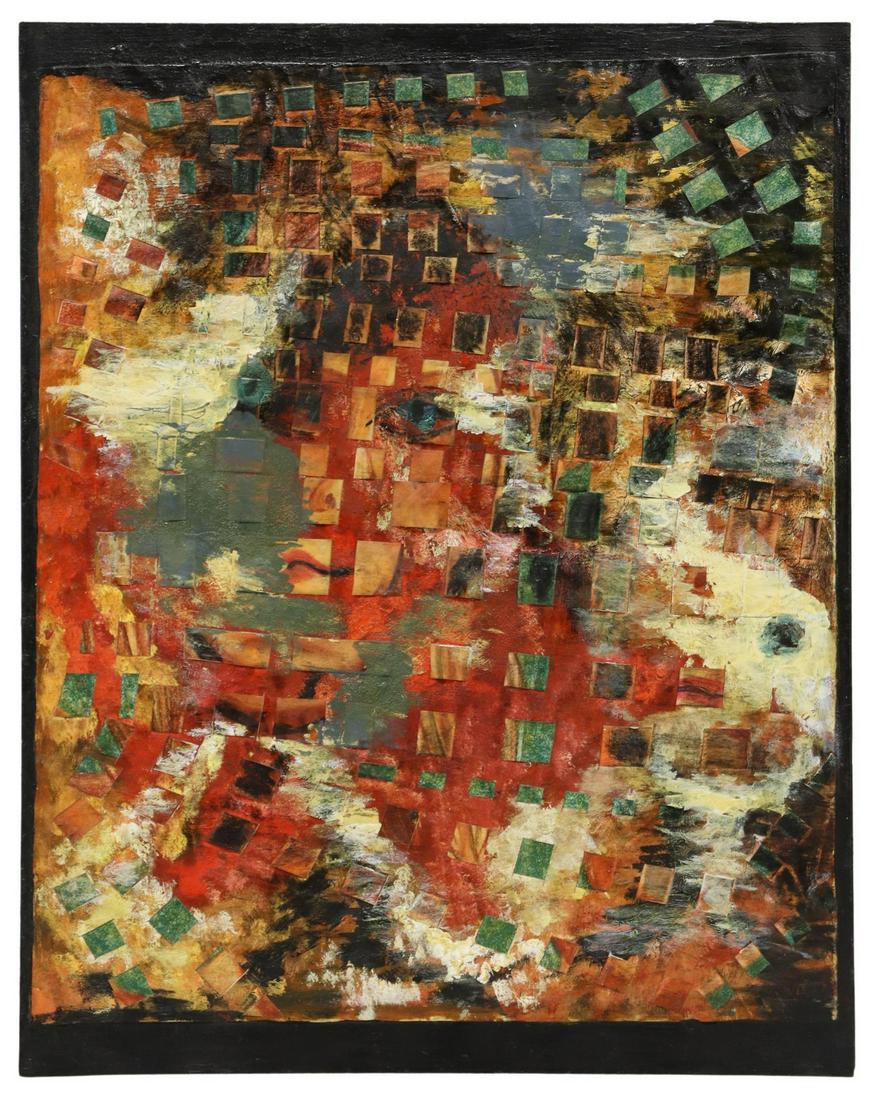 ELIZA M. SCHMID MODERNIST MIXED MEDIA PAINTING (1 of 3)