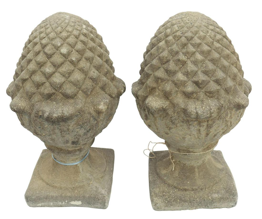 (2) CAST STONE ARCHITECTURAL ACORN FORM PIERS (1 of 2)