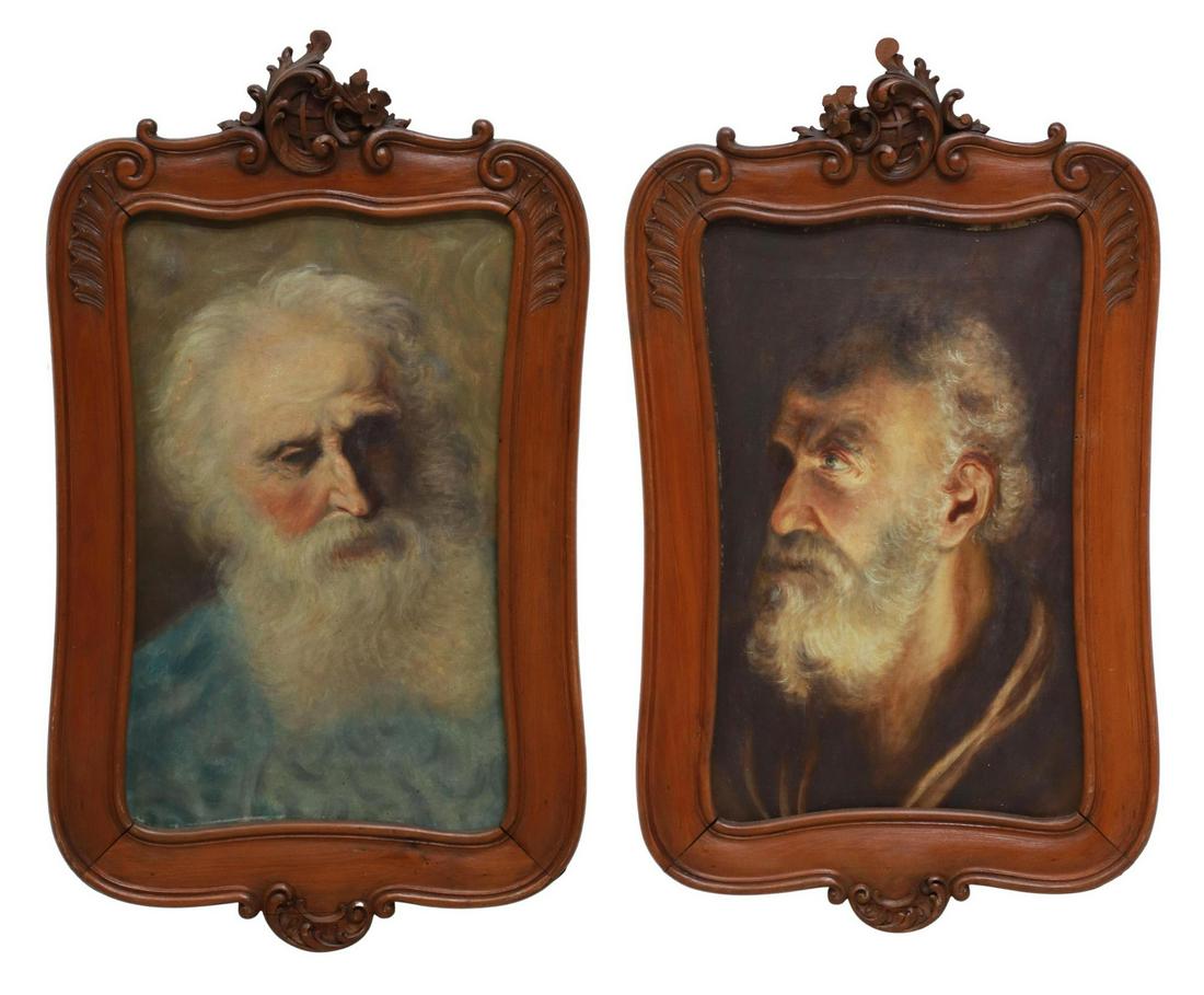 (2) OIL PAINTING PORTRAITS IN CARVED FRAMES (1 of 5)