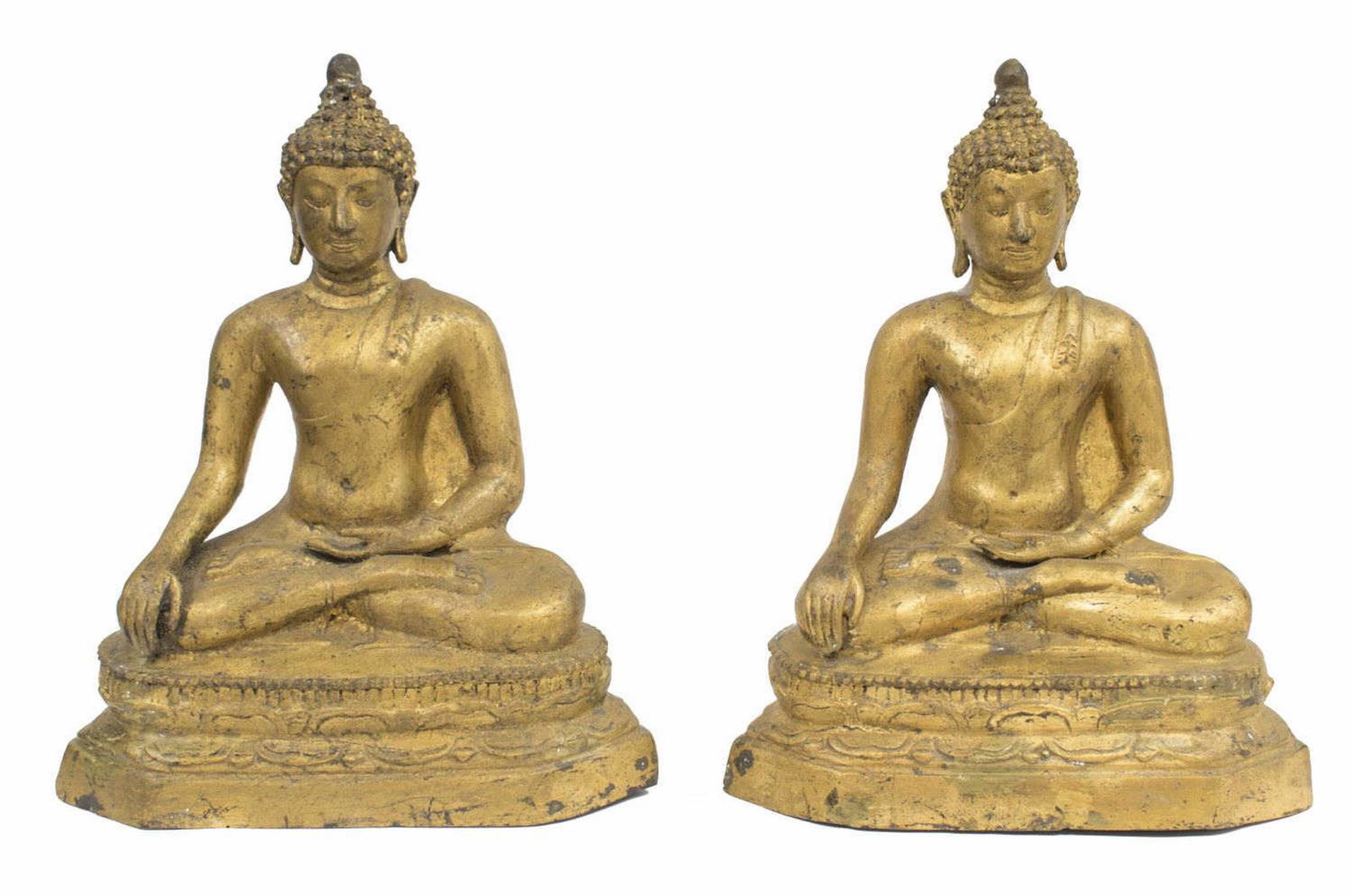 (2) ASIAN GILT BRONZE SEATED BUDDHA FIGURES (1 of 3)
