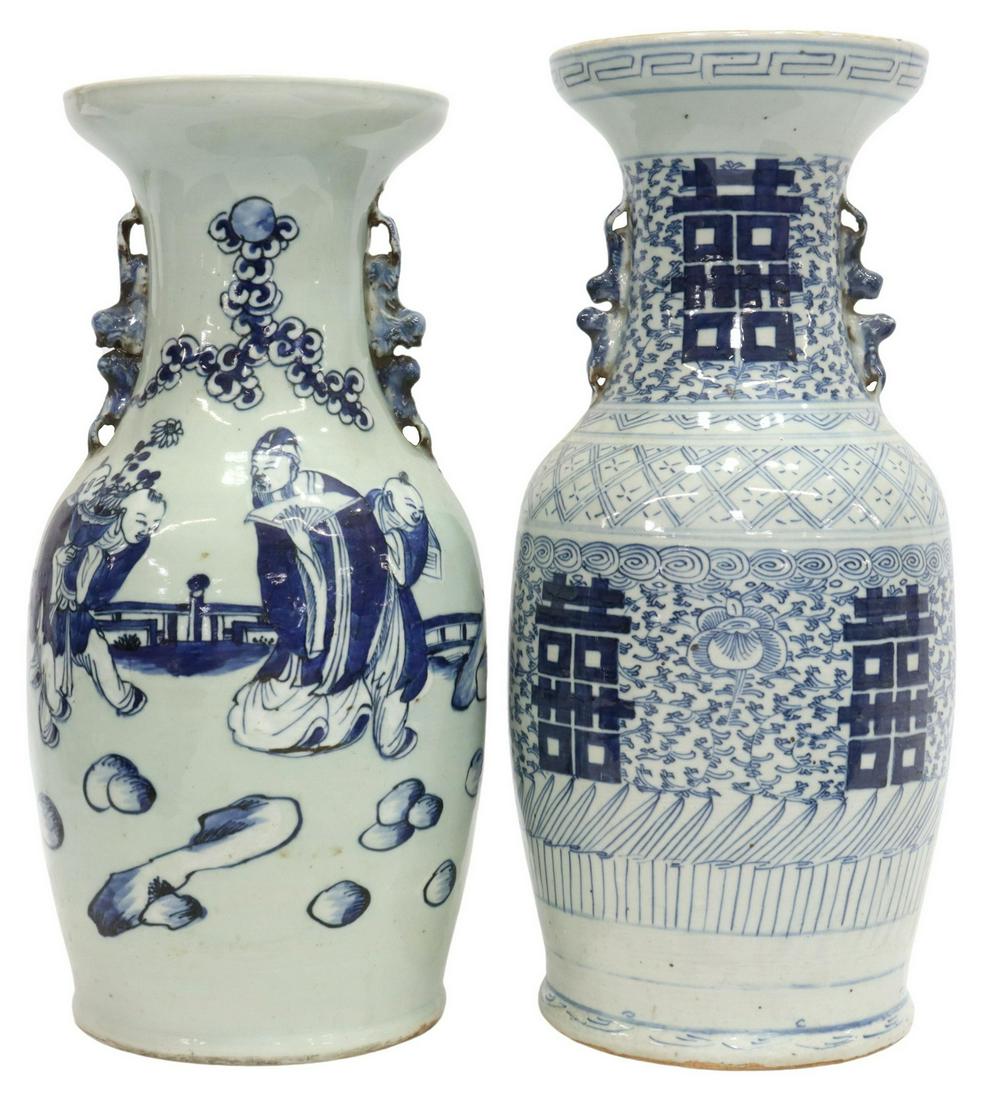 (2) CHINESE BLUE & WHITE PORCELAIN VASES (1 of 3)