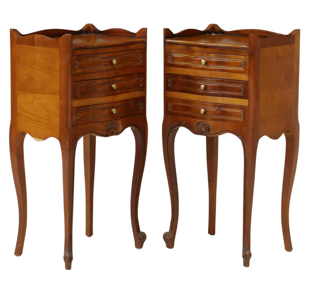 (2) FRENCH LOUIS XV STYLE FRUITWOOD NIGHTSTANDS (1 of 6)
