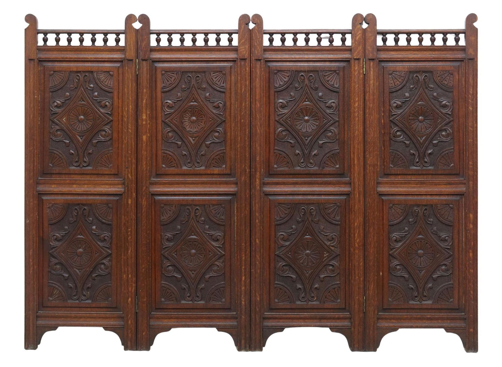 ENGLISH OAK FOLDING FOUR-PANEL SCREEN (1 of 3)