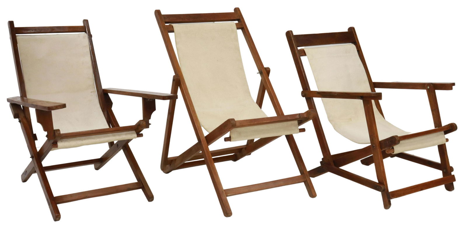 (3) BRITISH COLONIAL TEAK FOLDING CAMPAIGN CHAIRS (1 of 3)