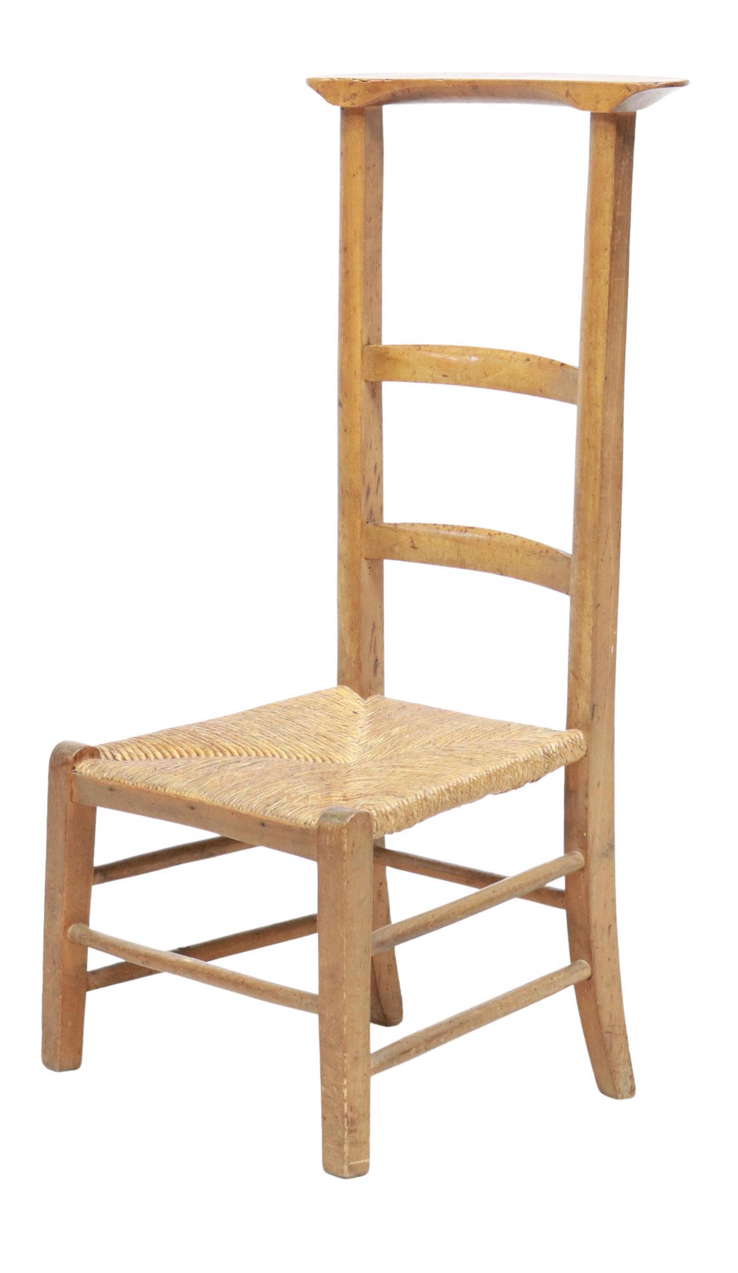 FRENCH PROVINCIAL LADDER BACK RUSH SEAT PRIE-DIEU (1 of 3)