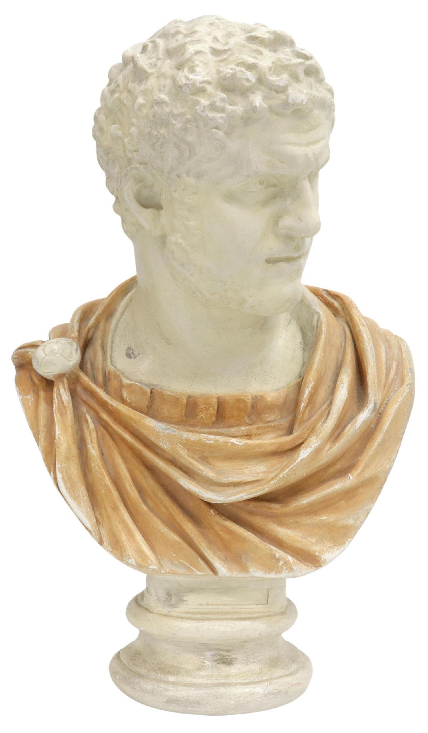 PAINTED CHALKWARE BUST ROMAN EMPEROR CARACALLA (1 of 6)