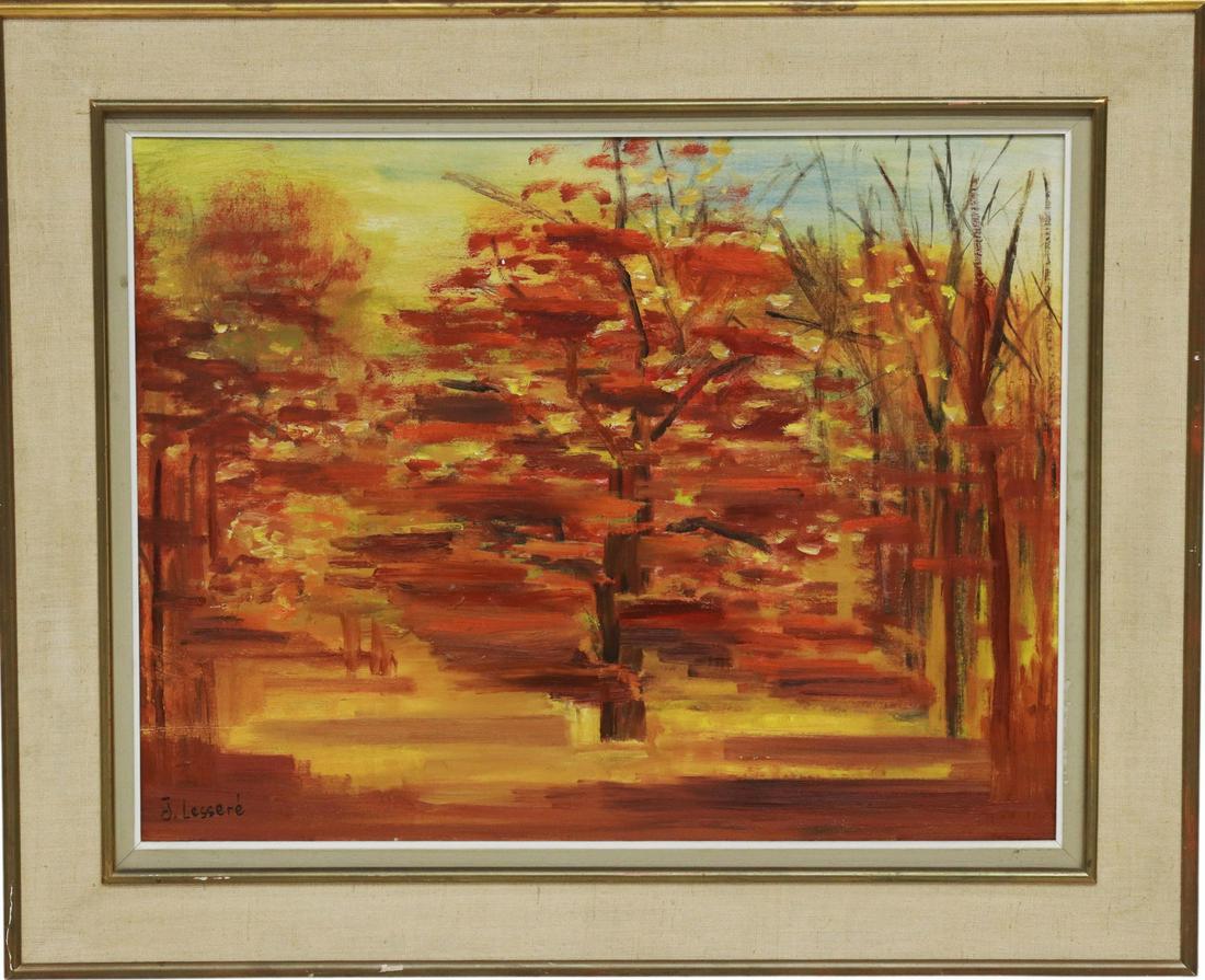 J. LESSERE AUTUMN LANDSCAPE PAINTING, 22" X 28" (1 of 4)