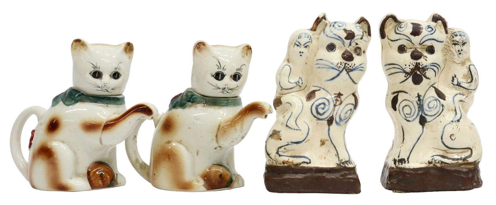 (4) CHINESE PORCELAIN CAT TEAPOTS & STATUETTES (1 of 5)