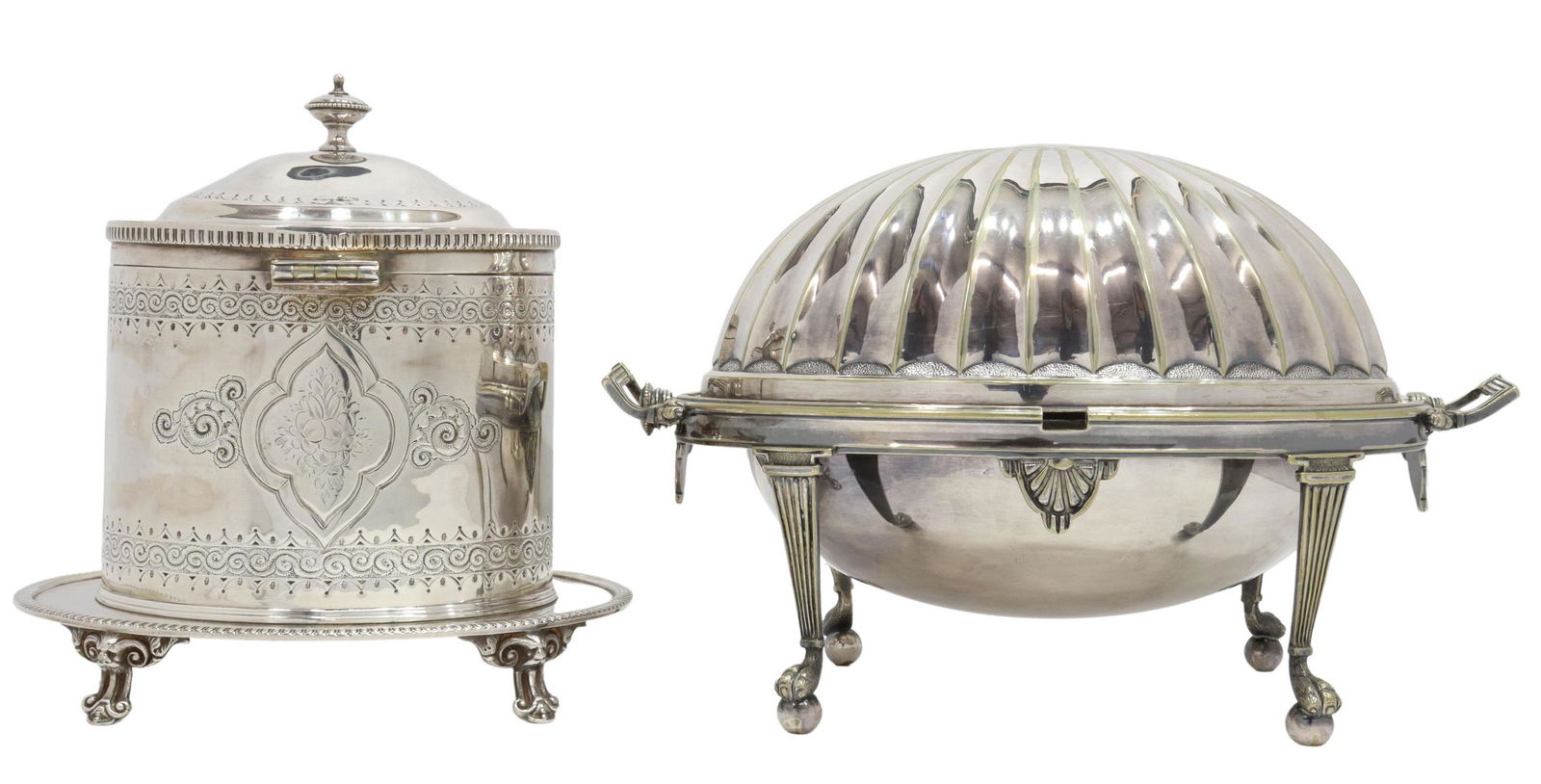 (2) SILVERPLATE DOMED SERVER & BISCUIT BARREL (1 of 4)