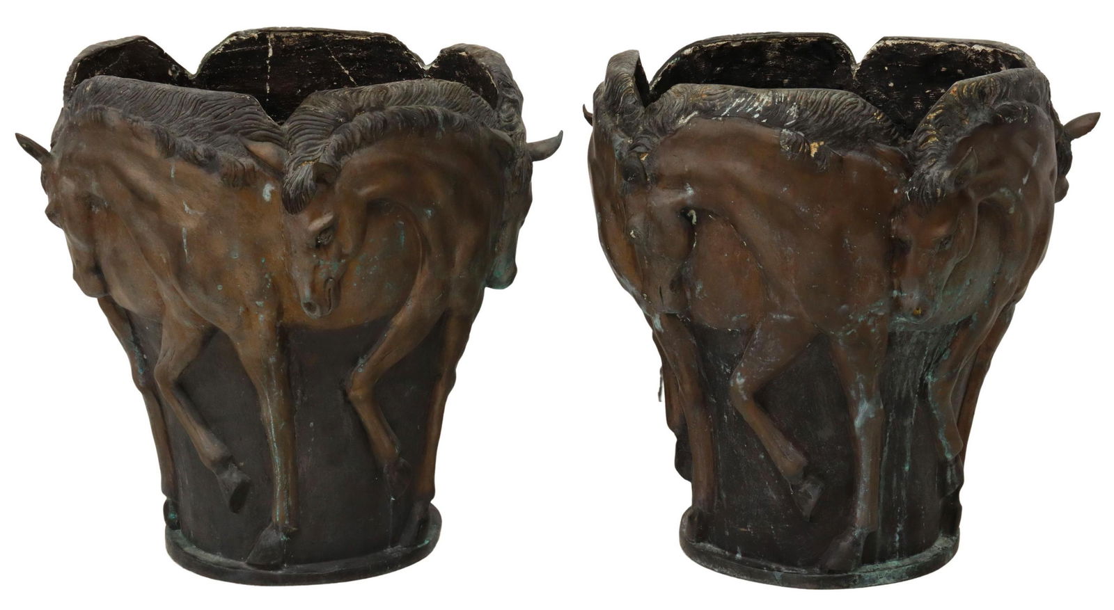 (2) AFTER MILO BRONZE PLANTERS HORSES IN RELIEF (1 of 3)