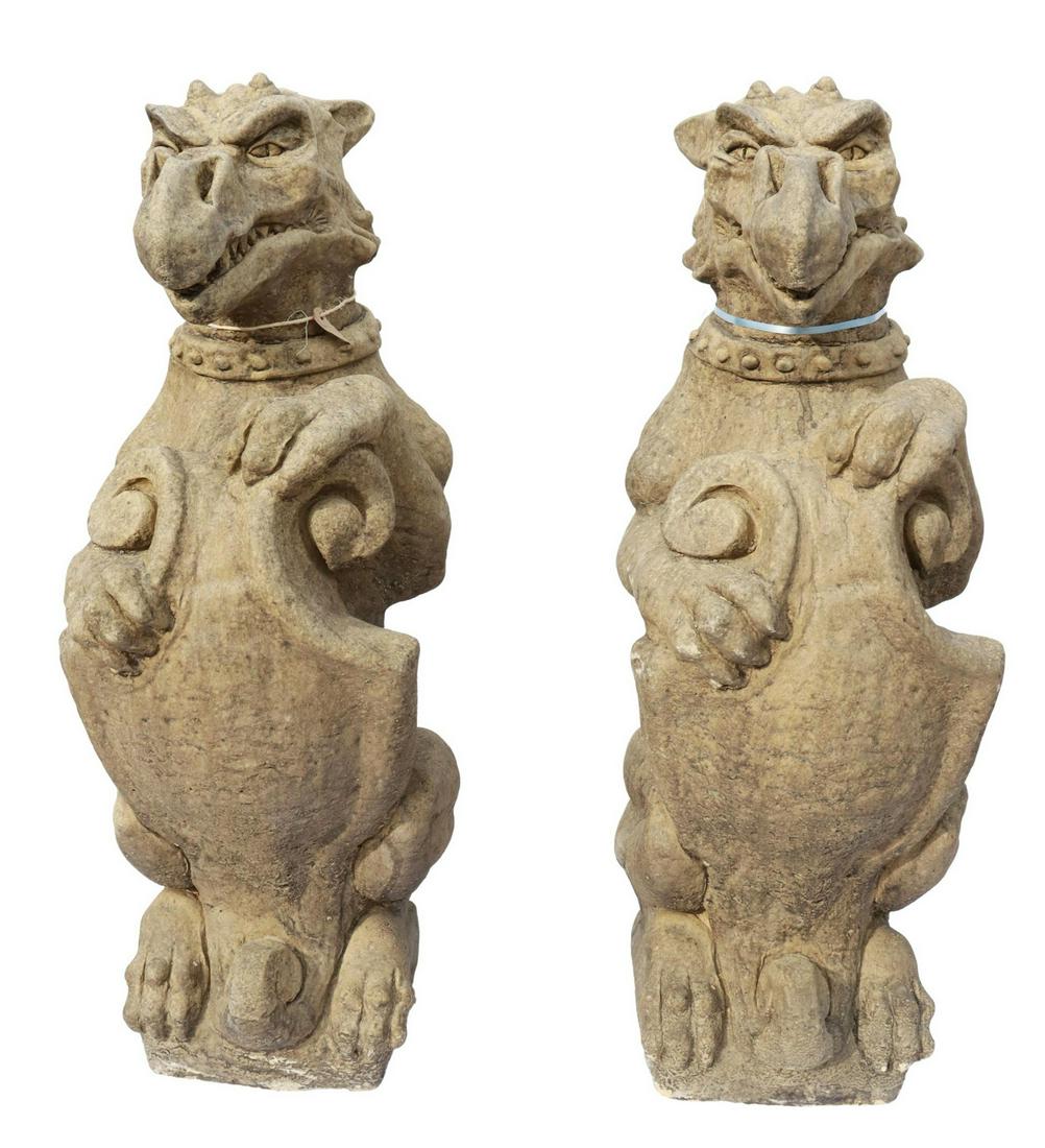(2) CAST STONE GARDEN STATUARY, PARAGON GRIFFINS (1 of 3)