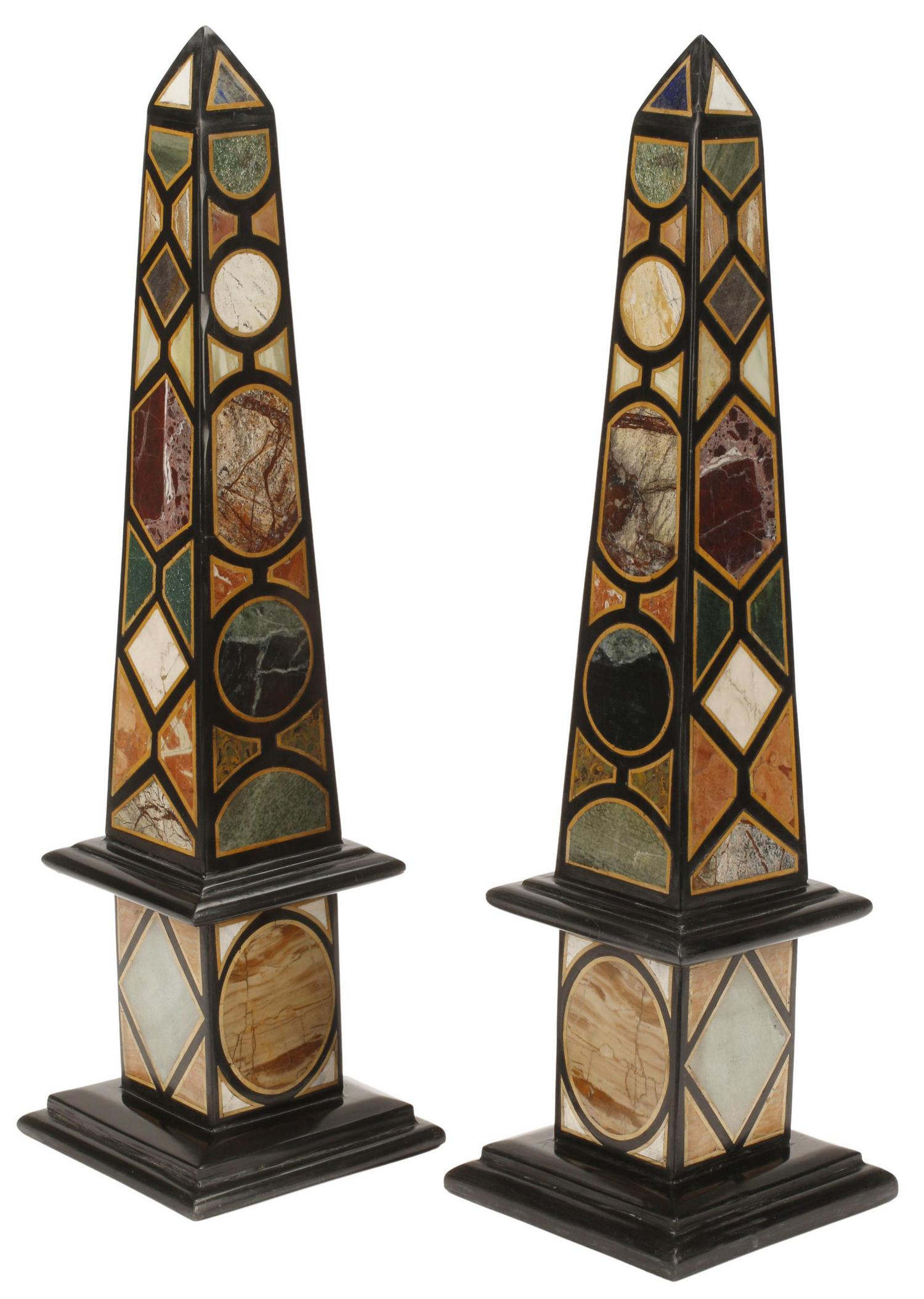 (2) ITALIAN SPECIMEN MARBLE OBELISKS, 22"H (1 of 4)