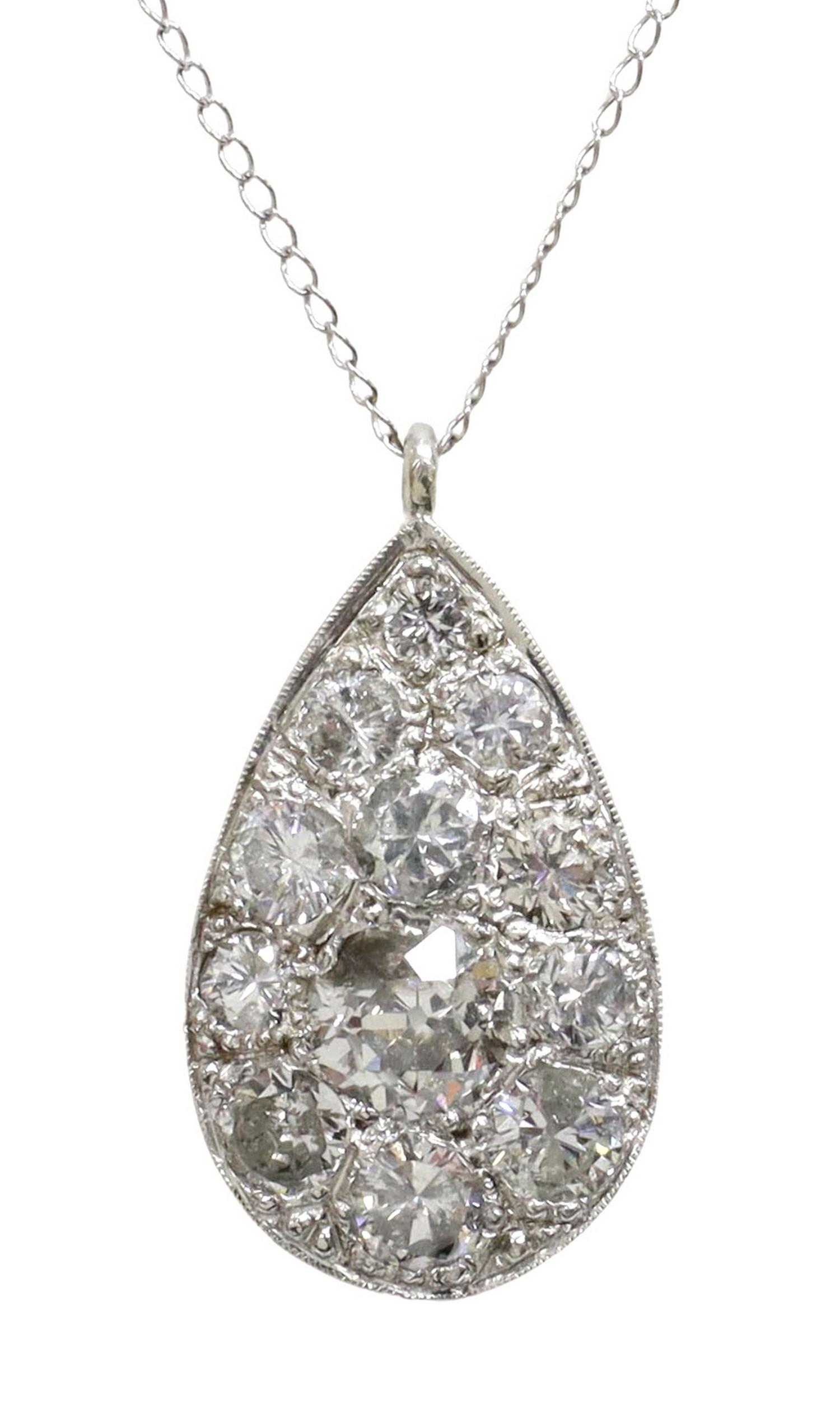 ESTATE 14KT WT GOLD 1.81CTTW DIAMOND PAVE NECKLACE (1 of 5)