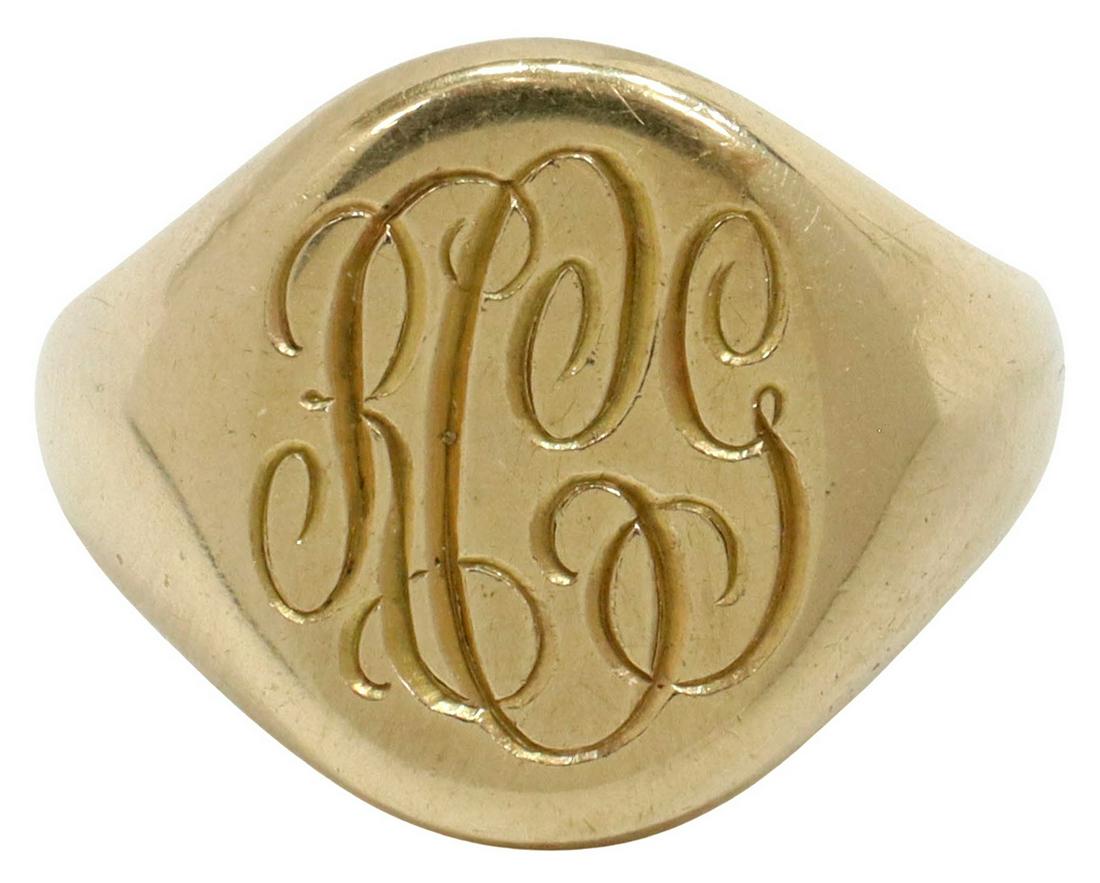 ESTATE TIFFANY & CO 14KT YELLOW GOLD SIGNET RING (1 of 5)