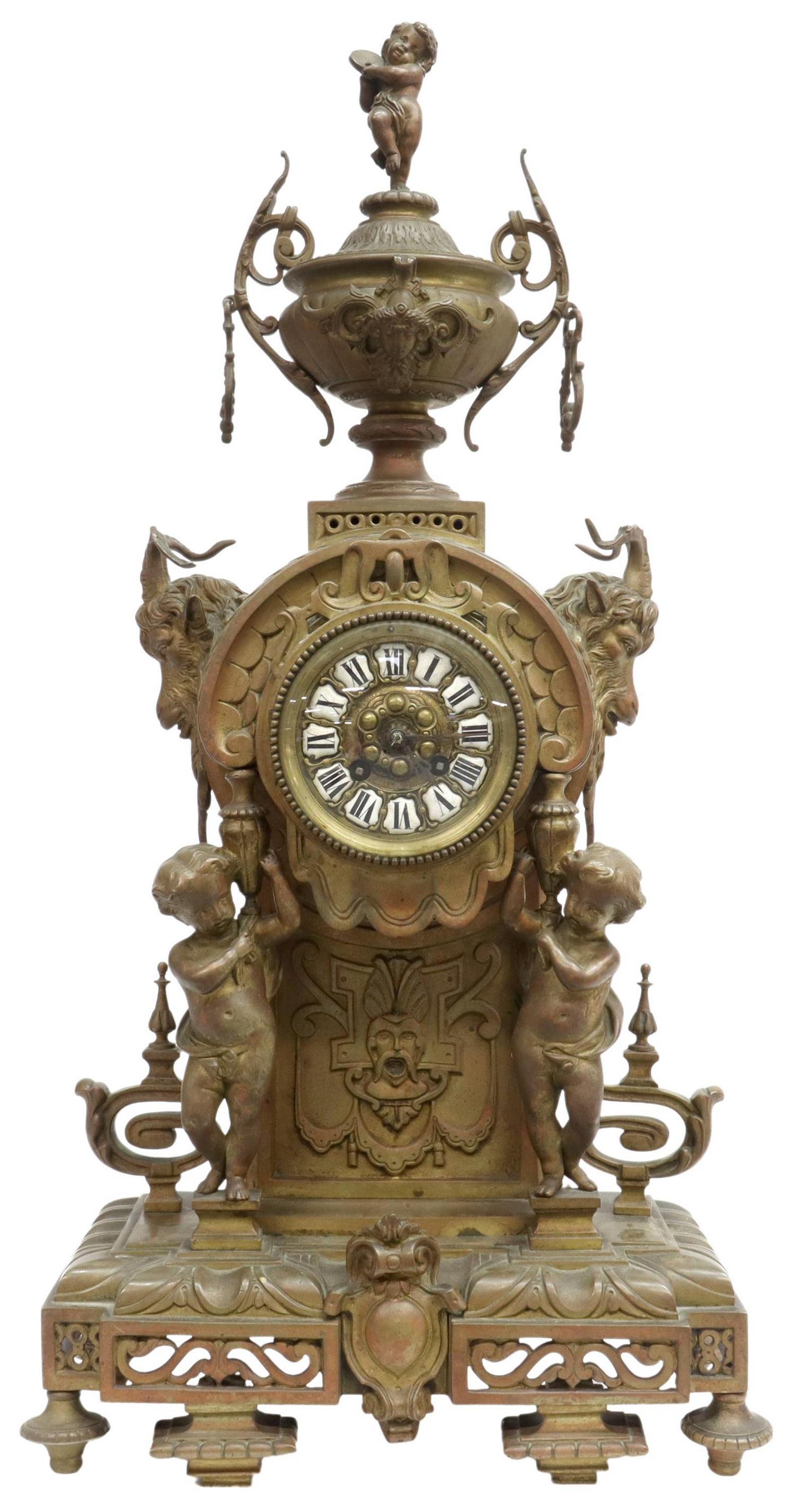 FRENCH RENAISSANCE REVIVAL BRONZE MANTEL CLOCK (1 of 6)