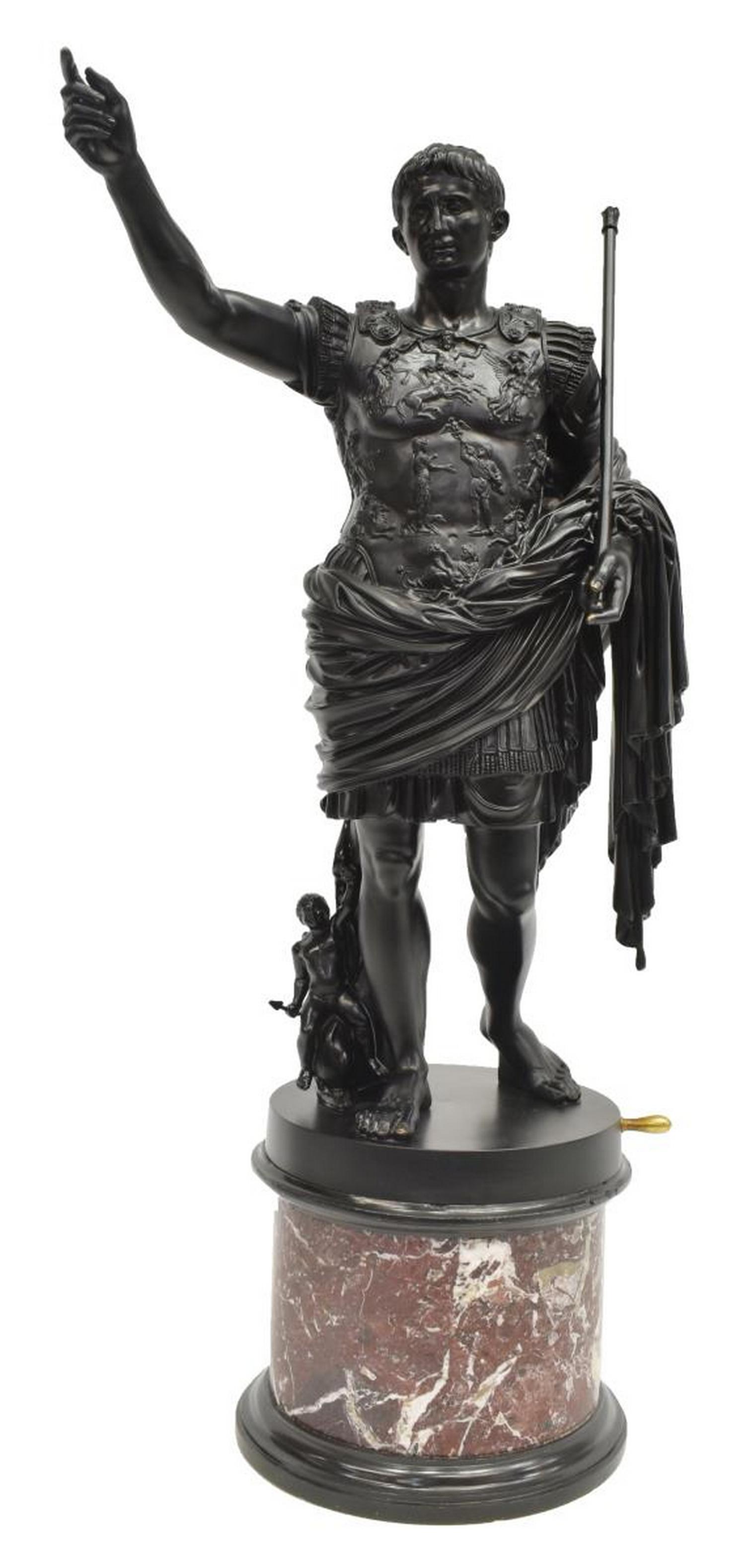 LARGE PAINTED BRONZE AUGUSTUS CAESAR ON BASE (1 of 4)