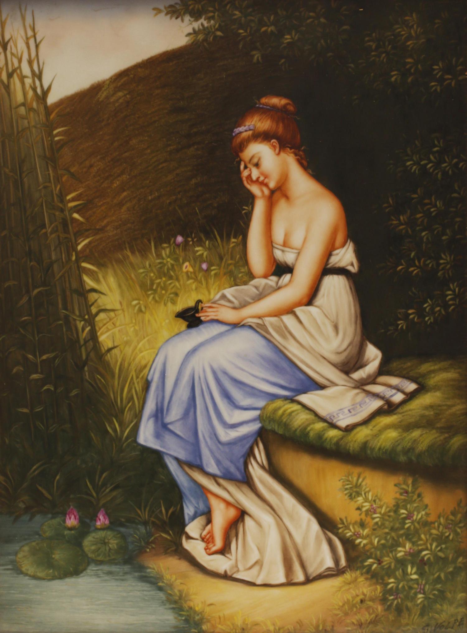 FRAMED KPM STYLE PORCELAIN PLAQUE (1 of 5)