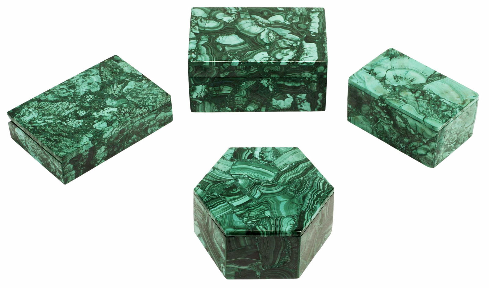 (4) RUSSIAN MALACHITE TABLE BOXES (1 of 3)