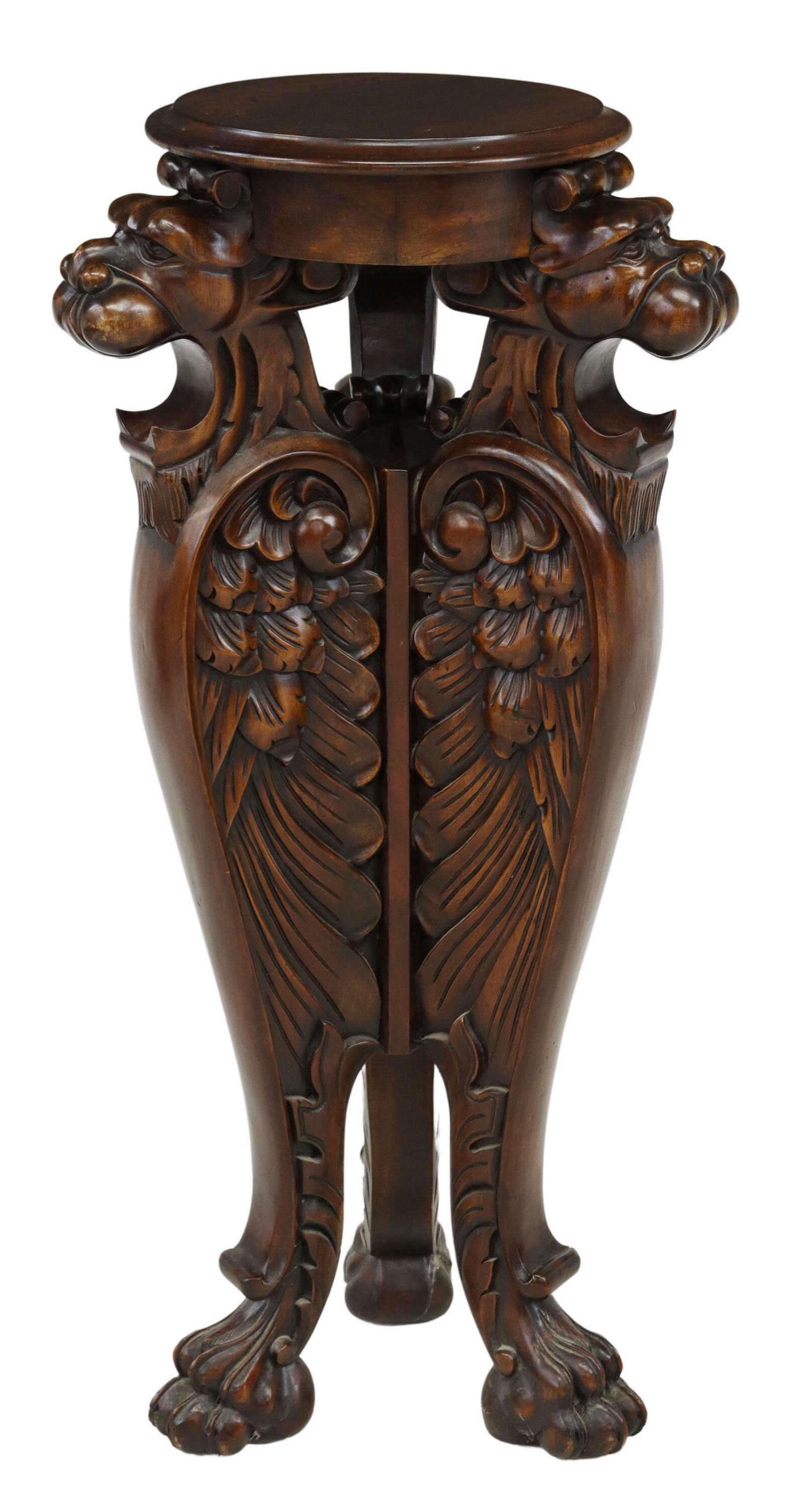 CARVED MAHOGANY GRIFFIN PEDESTAL/ PLANT STAND (1 of 4)