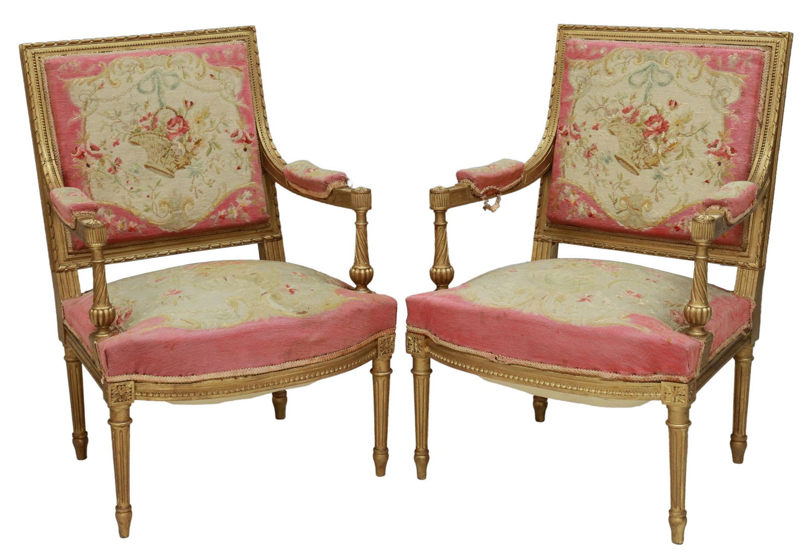 (2) FRENCH LOUIS XVI STYLE GILTWOOD FAUTEUILS (1 of 3)