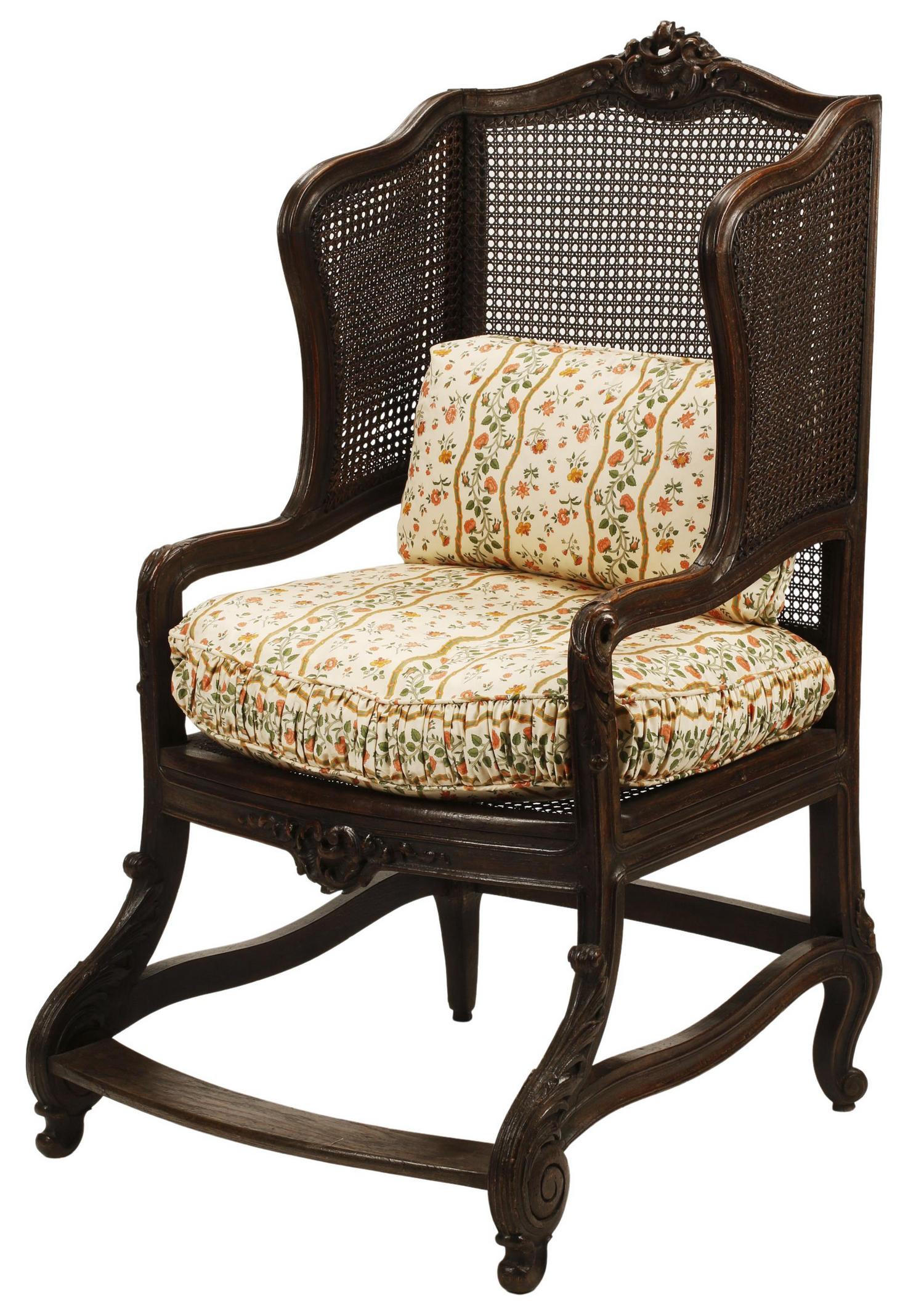 FRENCH PROVINCIAL WINGBACK CHAIR, 18TH C. (1 of 5)