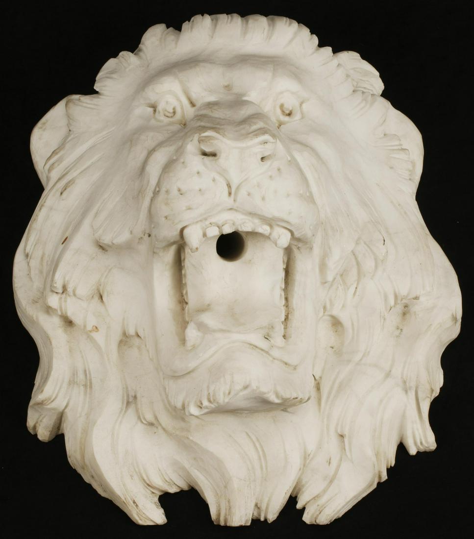 ITALIAN CARVED CARRARA MARBLE LION FOUNTAIN HEAD (1 of 3)