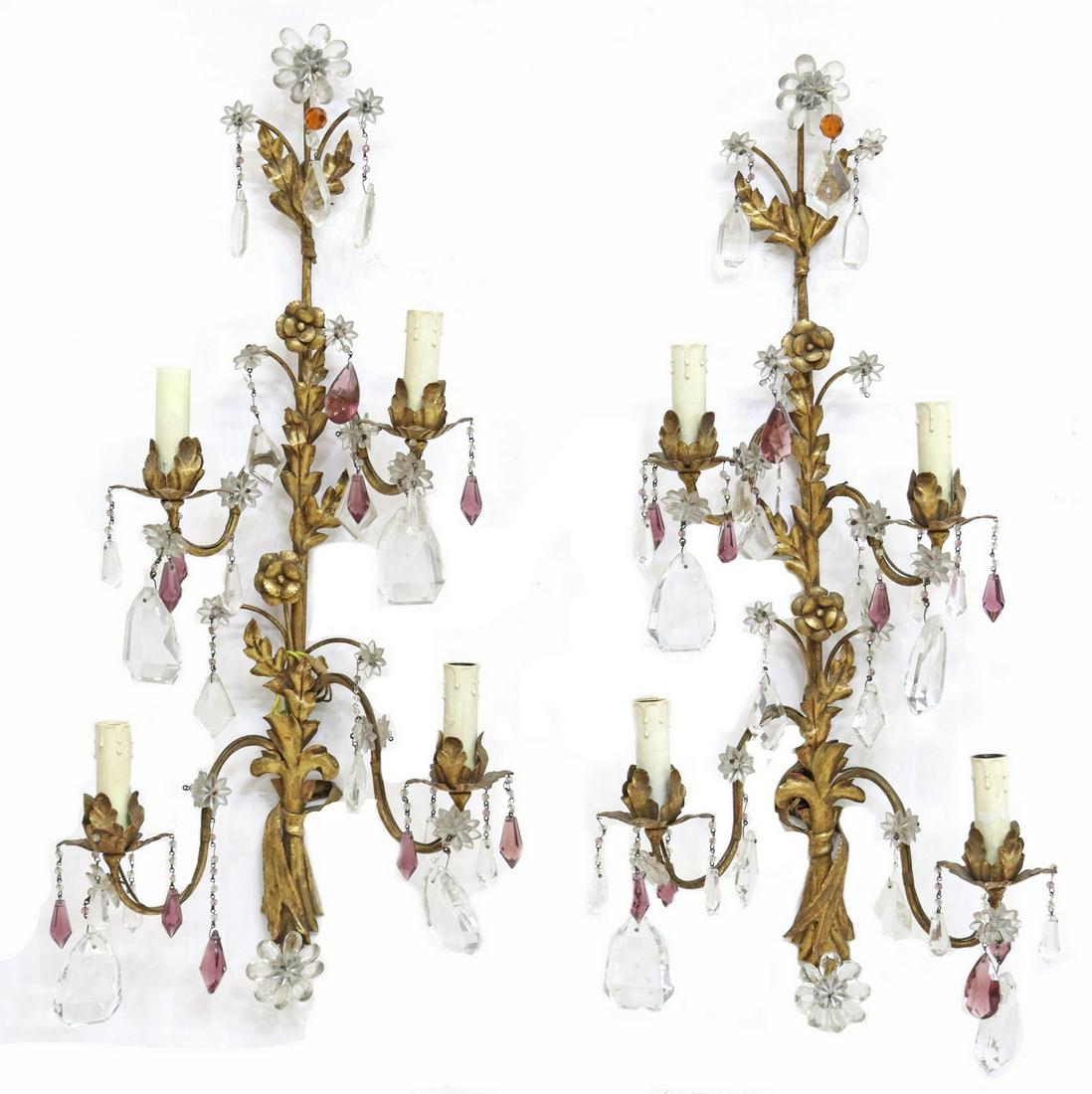 (2) LOUIS XV STYLE GILT METAL FOUR-LIGHT SCONCES (1 of 3)