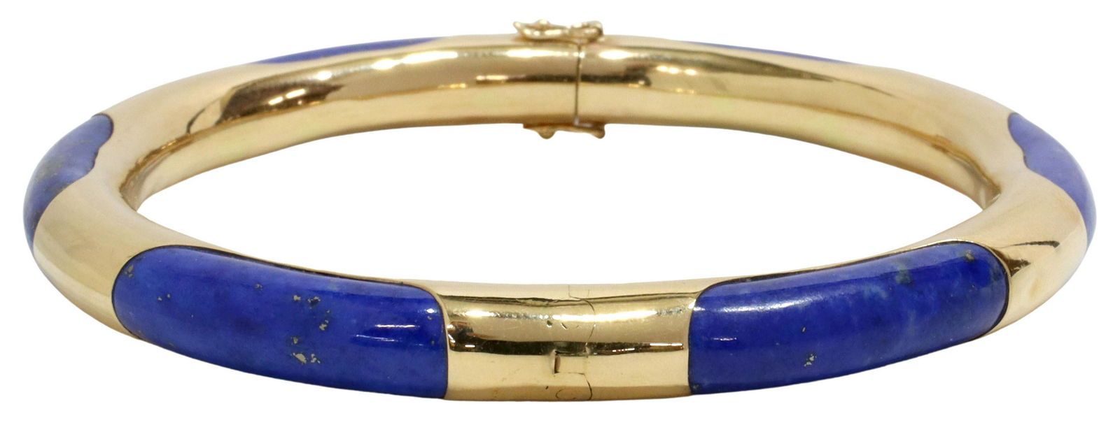 ESTATE GUMP'S 14KT GOLD & LAPIS HINGED BANGLE (1 of 3)