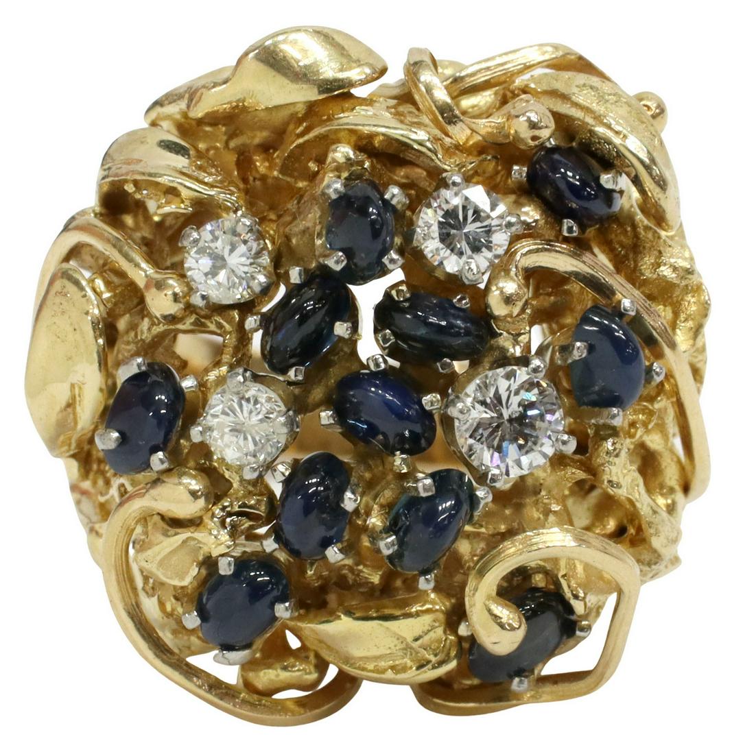 ESTATE 14KT GOLD SAPPHIRE & 0.42CTTW DIAMOND RING (1 of 4)