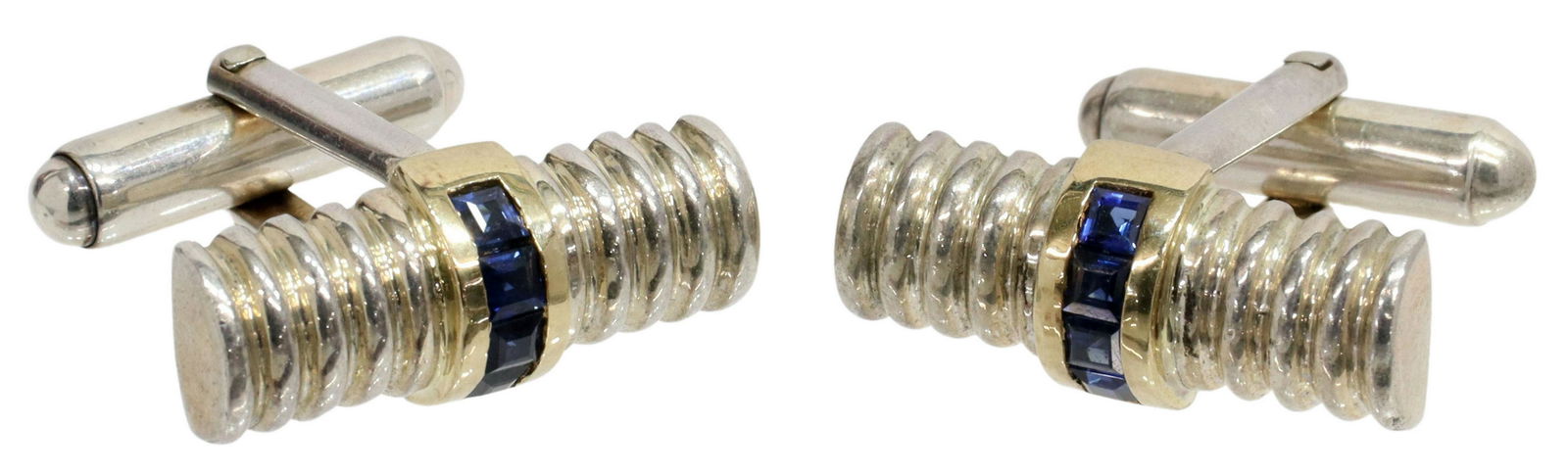 GENTS TIFFANY & CO STERLING 18K SAPPHIRE CUFFLINKS (1 of 5)