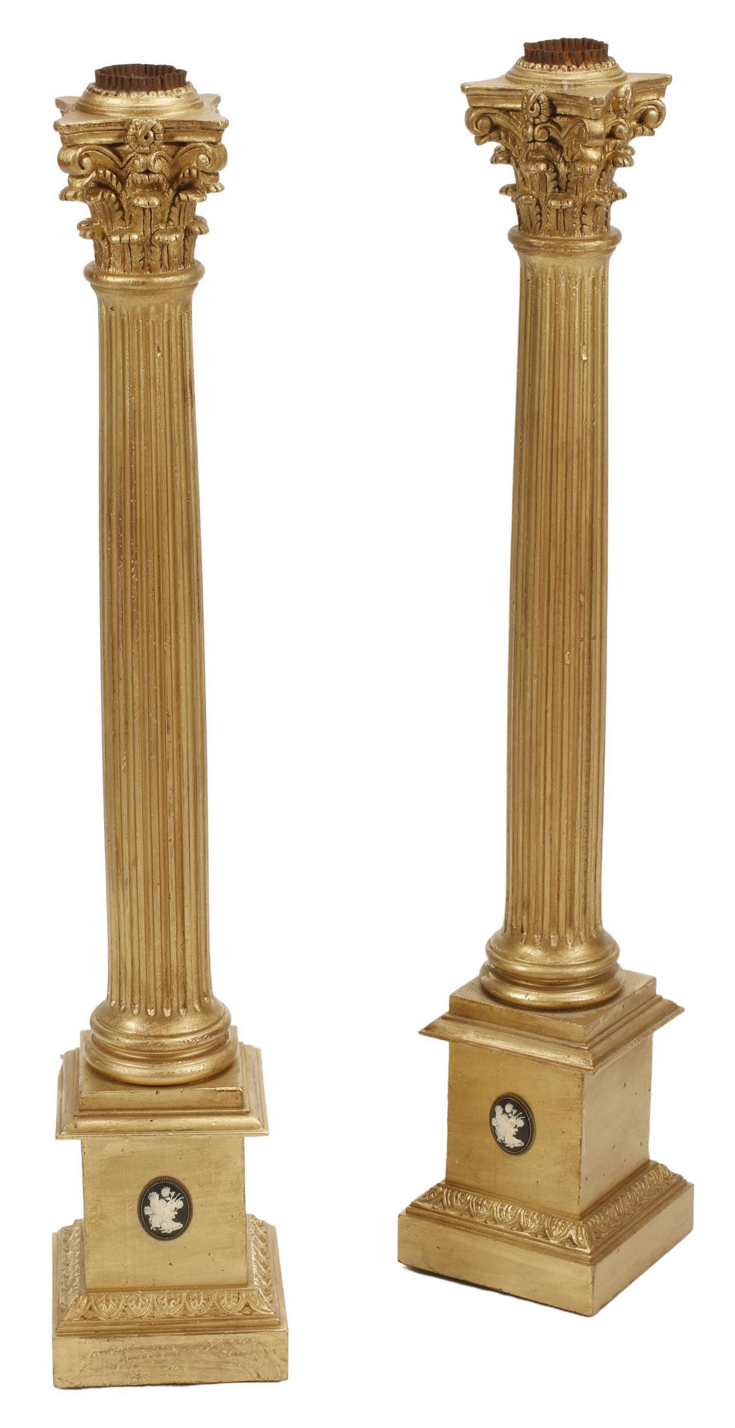 (2) ITALIAN CAMEO-MOUNTED GILTWOOD CANDLESTICKS (1 of 3)