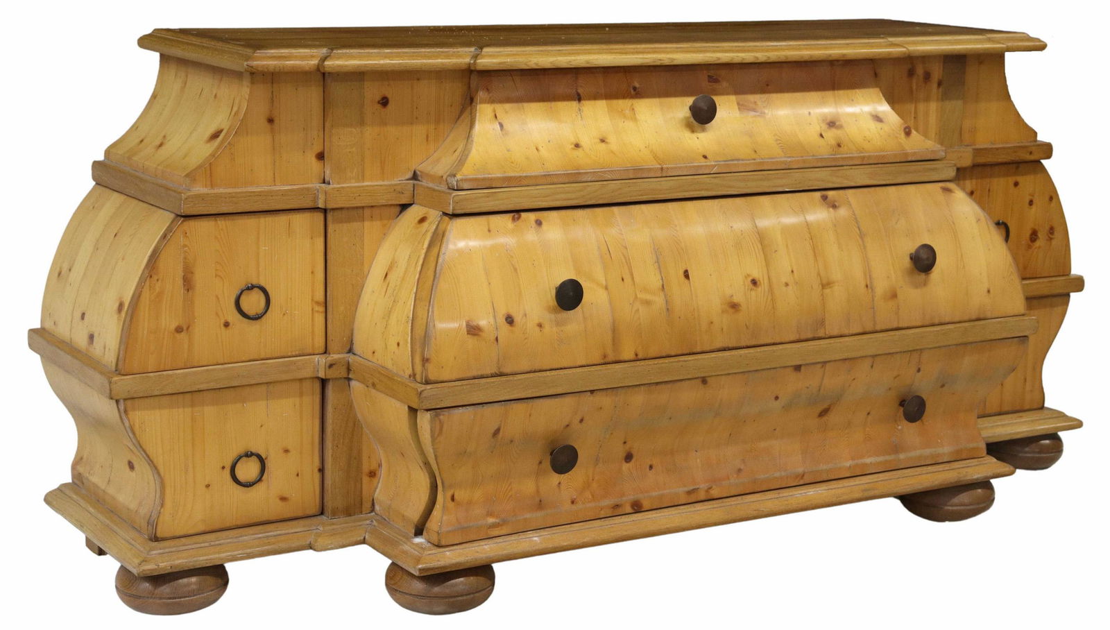 CONTINENTAL PINE & OAK BOMBE COMMODE (1 of 5)