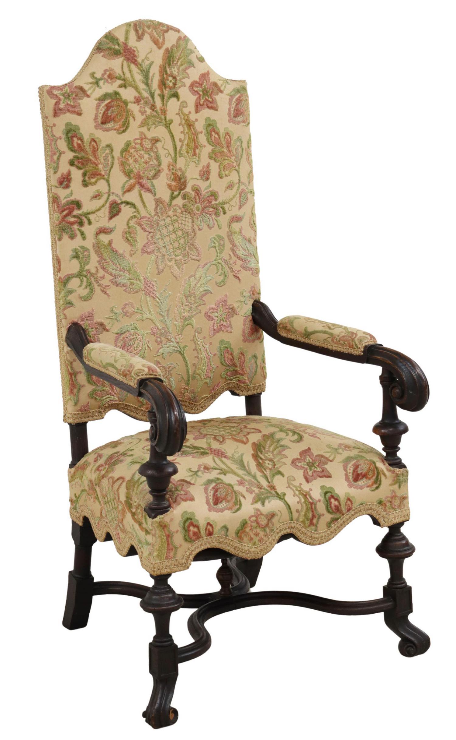 WILLIAM & MARY STYLE HIGHBACK UPHOLSTERED ARMCHAIR (1 of 3)