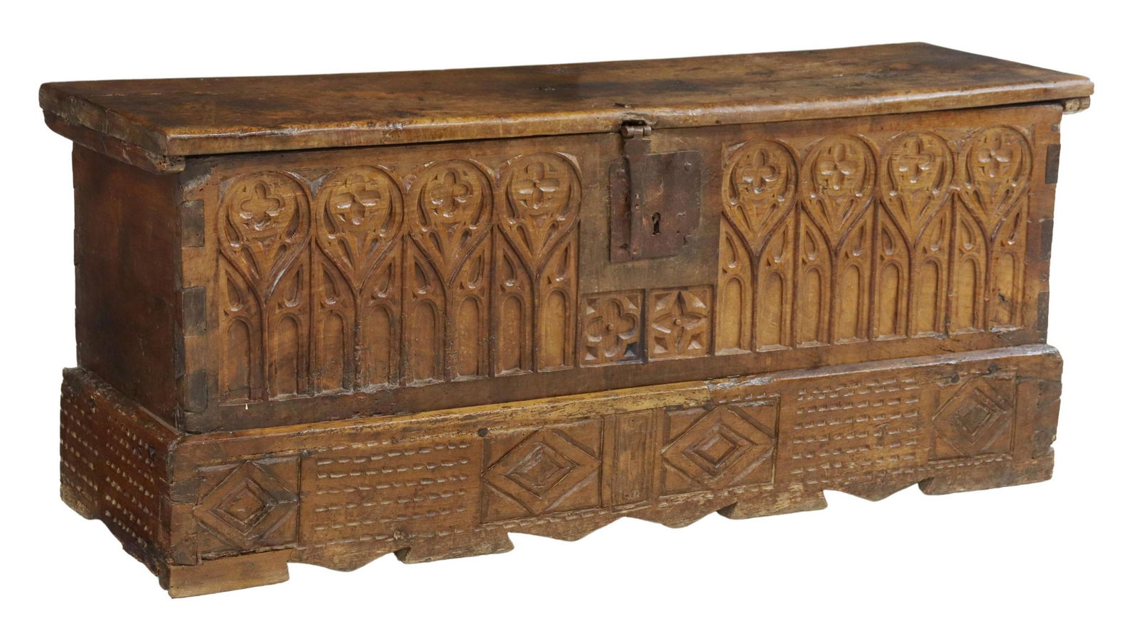 FRENCH GOTHIC TRACERY-CARVED COFFER,17TH/ 18TH C. (1 of 5)