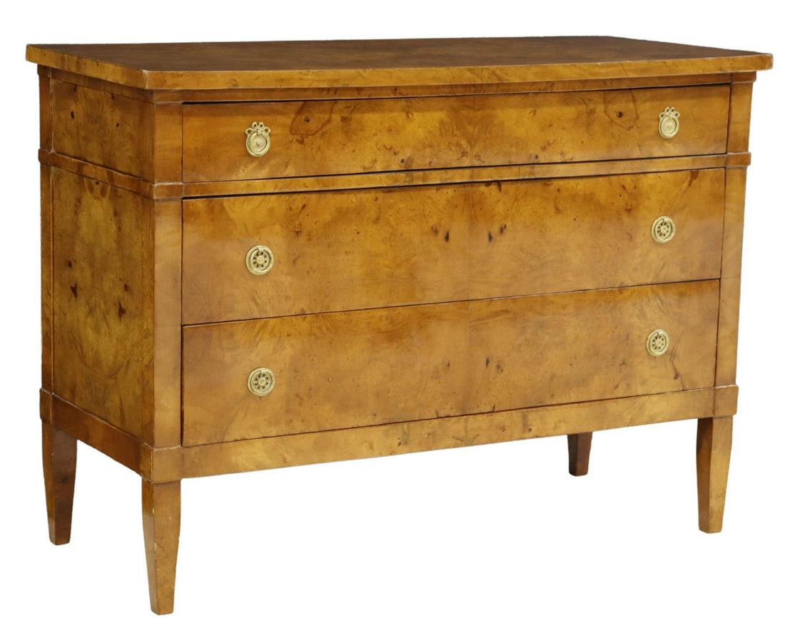 FRENCH LOUIS XVI STYLE BURLWOOD COMMODE (1 of 5)