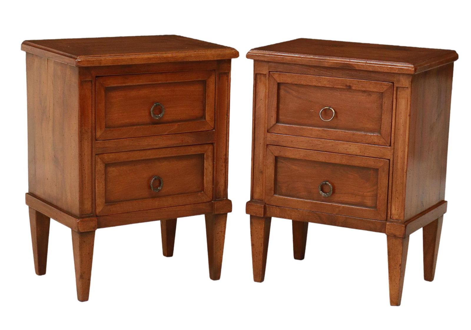 (2) ITALIAN WALNUT TWO-DRAWER NIGHTSTANDS (1 of 5)