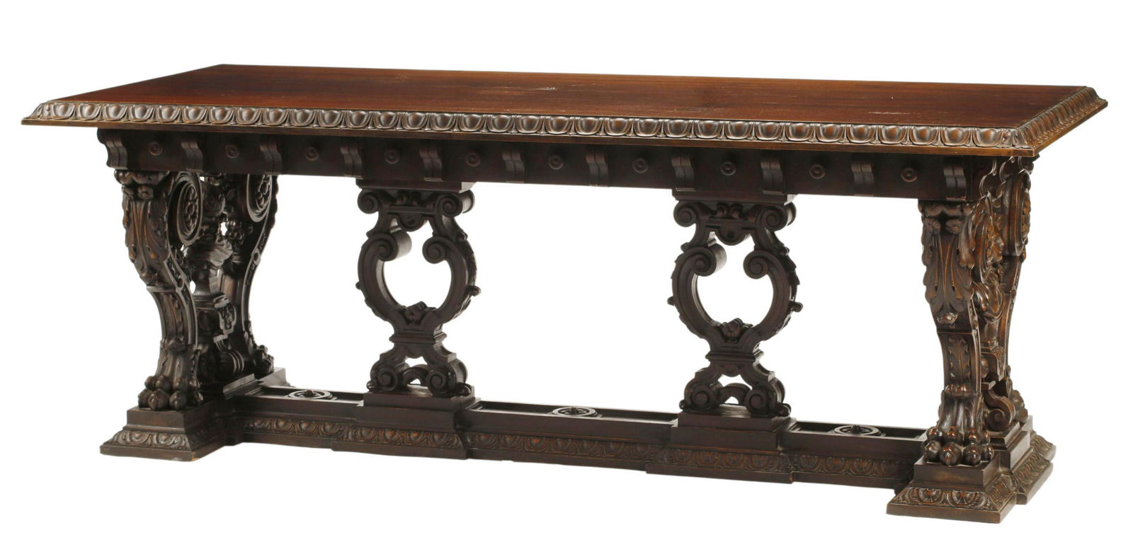 FRENCH RENAISSANCE REVIVAL CARVED TABLE, 84"L (1 of 5)