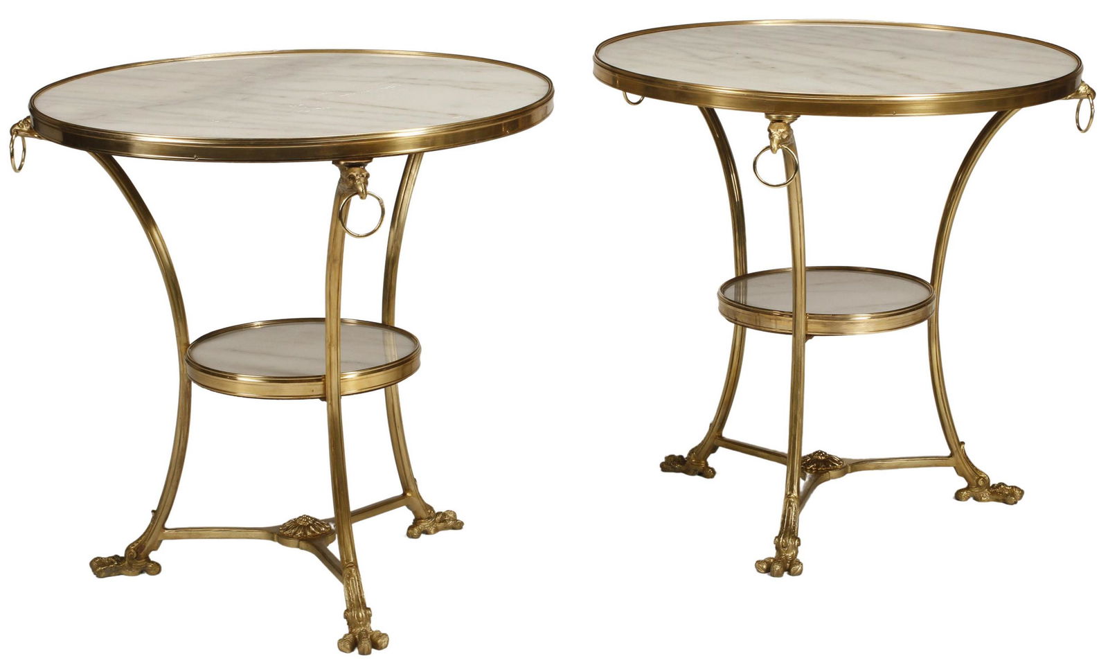 (2) NEOCLASSICAL STYLE MARBLE-TOP BRONZE TABLES (1 of 5)