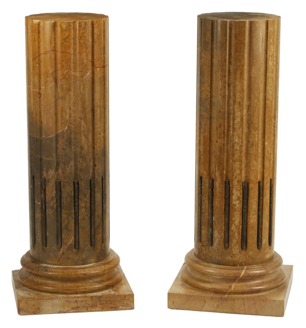 (2) ARCHITECTURAL MARBLE FLUTED COLUMN PEDESTALS (1 of 4)