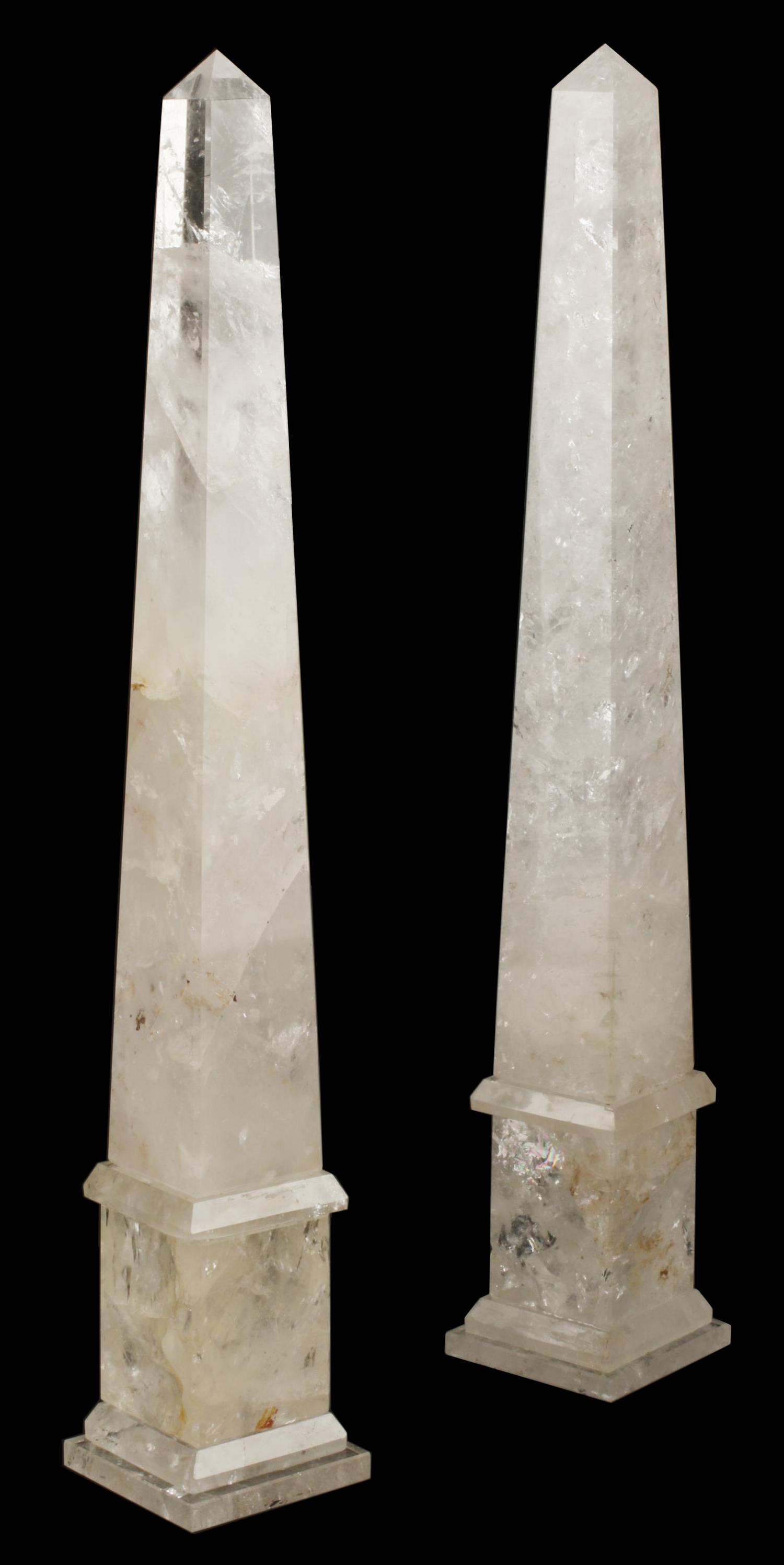 (2) LARGE ROCK CRYSTAL OBELISKS, 23"H (1 of 3)