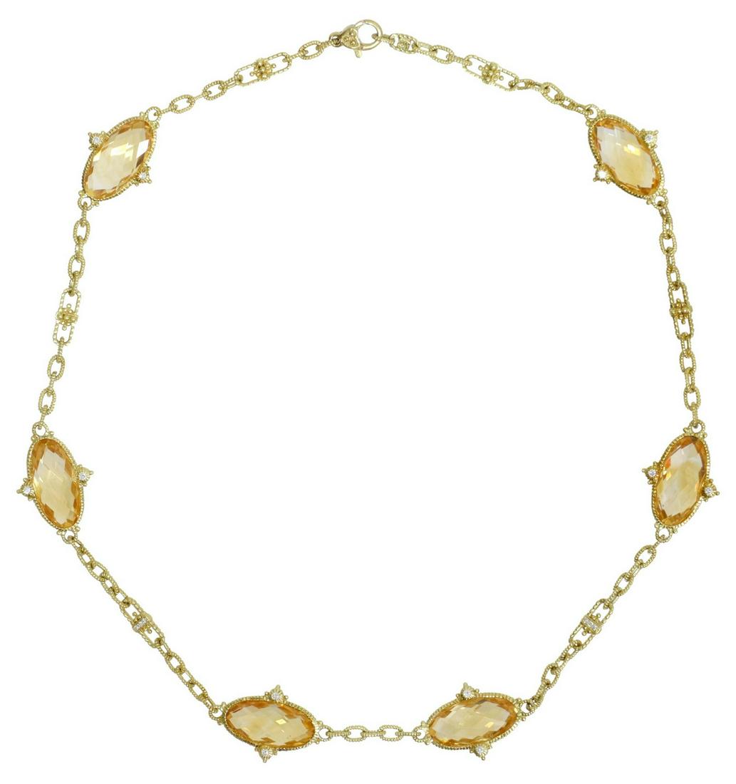 JUDITH RIPKA 18KT YG CITRINE & DIAMOND NECKLACE (1 of 4)