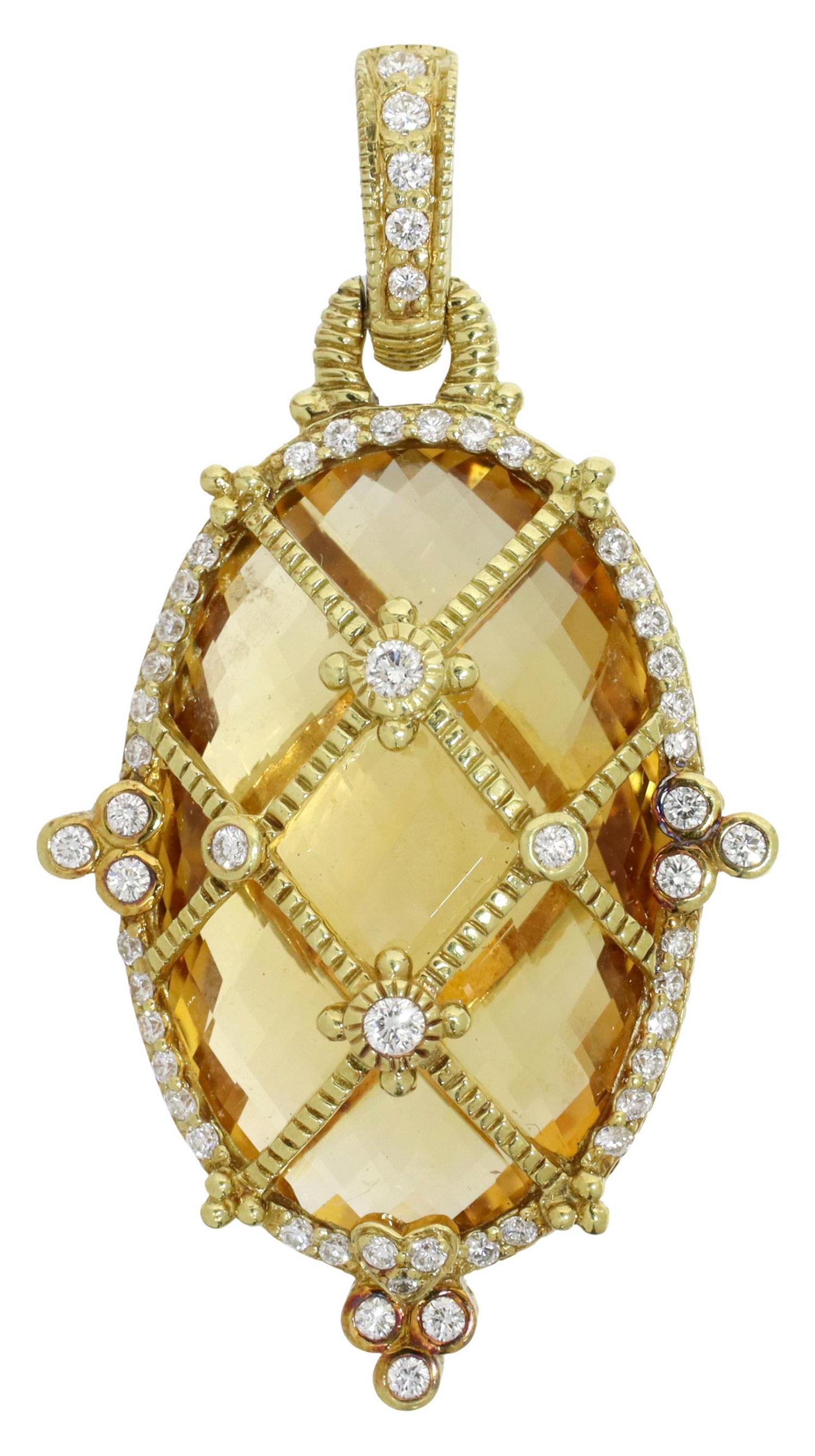 JUDITH RIPKA 18KT CITRINE 0.75CTTW DIAMOND PENDANT (1 of 4)