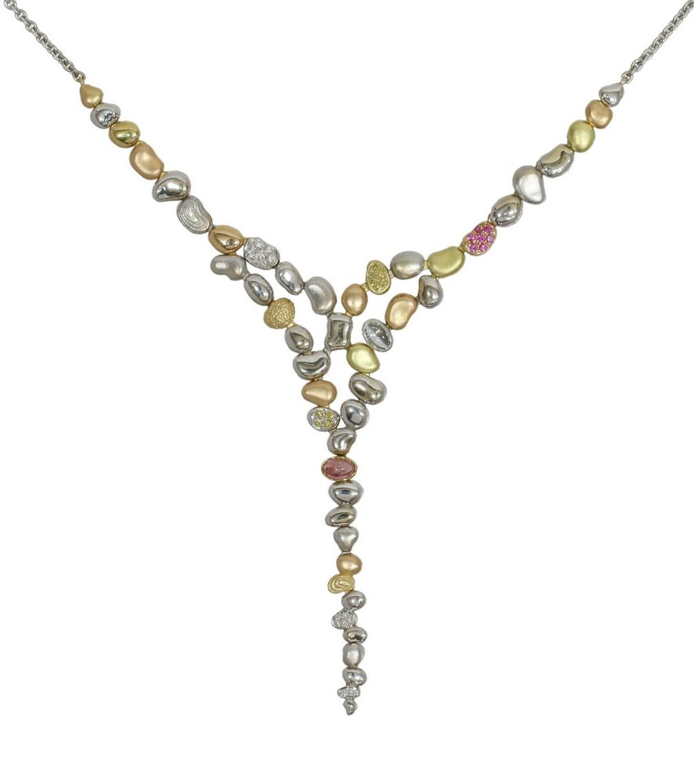 PAUL MORELLI 18KT TRICOLOR GOLD PEBBLE NECKLACE (1 of 6)