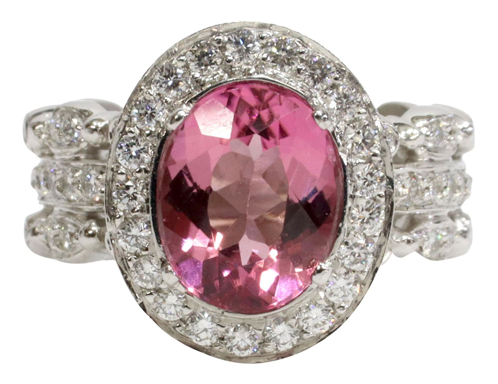 DORIS PANOS 18KT 2.67CT PINK TOURMALINE & DIAMOND RING (1 of 5)