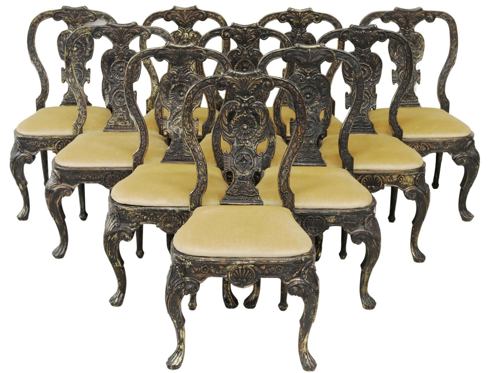 (10) CHIPPENDALE STYLE EBONIZED DINING CHAIRS (1 of 3)