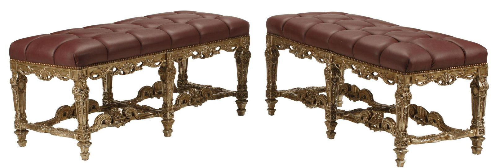 (2) FRENCH REGENCE STYLE SILVER GILT BENCHES (1 of 4)