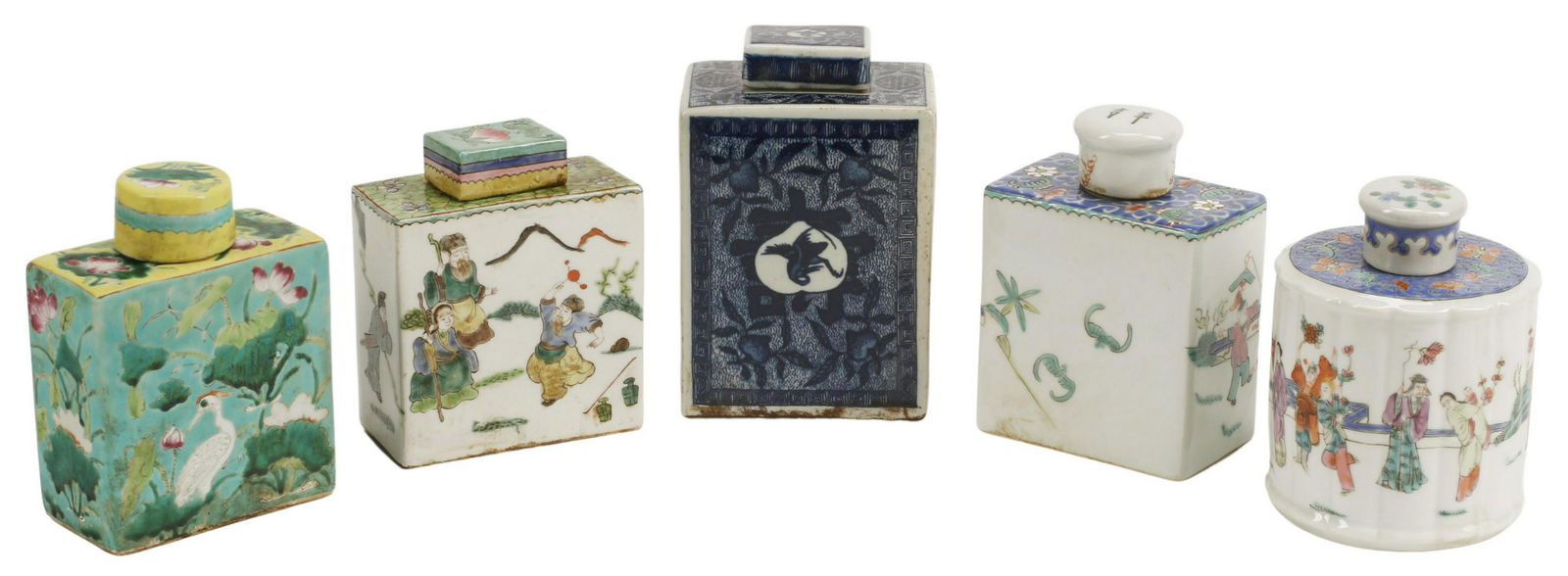 (5) CHINESE PORCELAIN TEA CADDIES WITH COVERS (1 of 5)