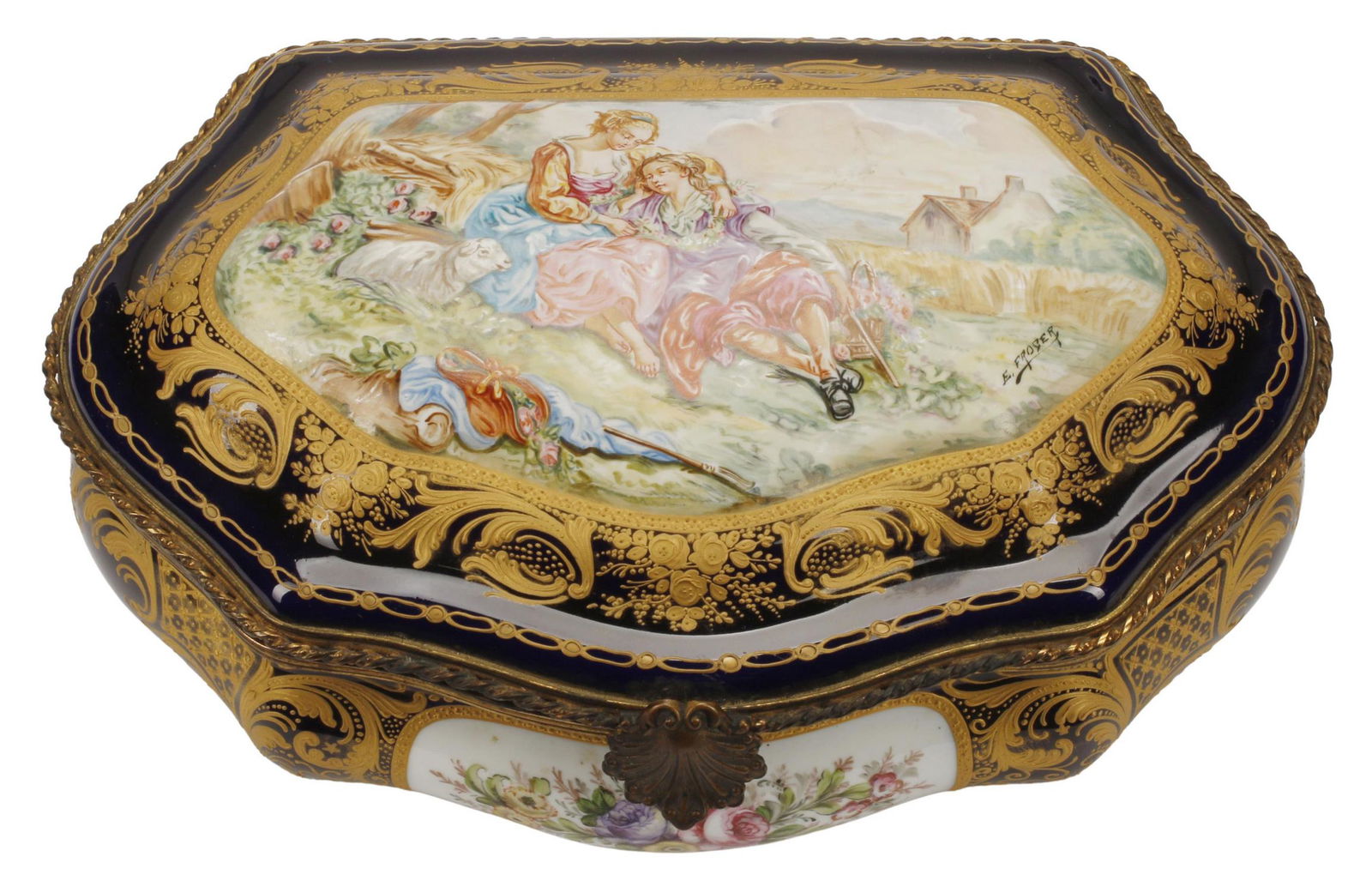 FRENCH SEVRES STYLE ORMOLU-MOUNTED PORCELAIN BOX (1 of 5)