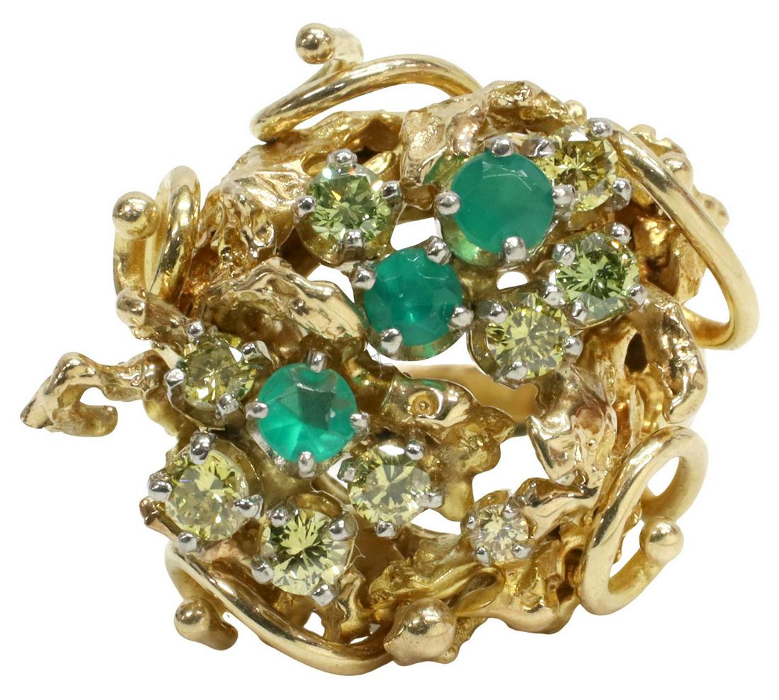 ESTATE 14KT GOLD CHALCEDONY 0.73CTTW DIAMOND RING (1 of 4)